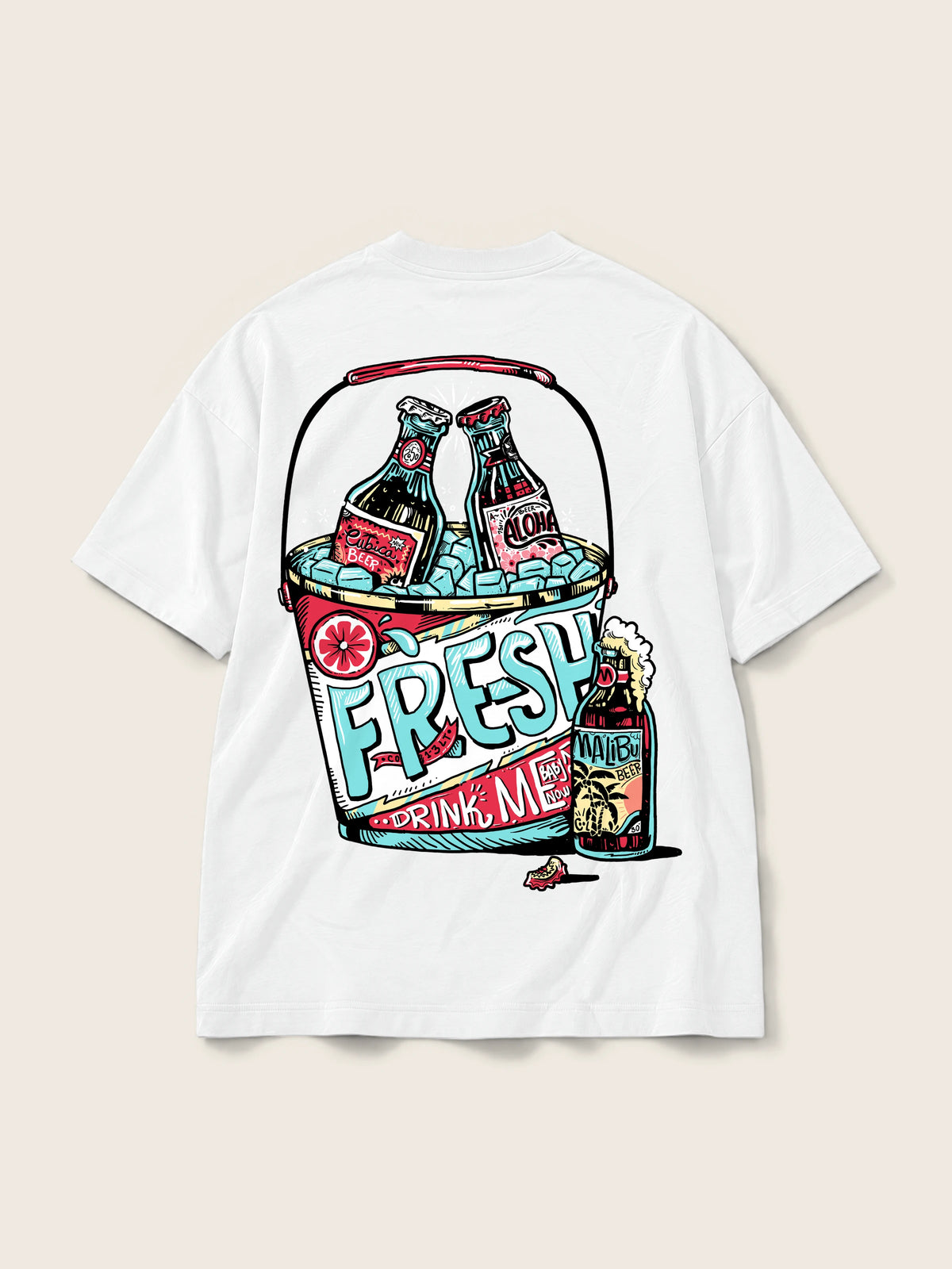 Fresh Drink · Camiseta Semi Oversize 250g Blanco — Imagen del producto 3