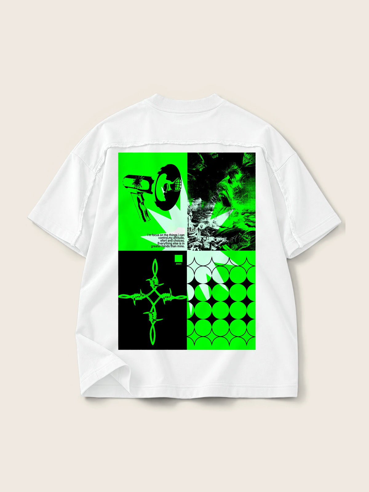 Future Noise · Camiseta Semi Oversize con Cortes 410g Blanco — Imagen del producto 3