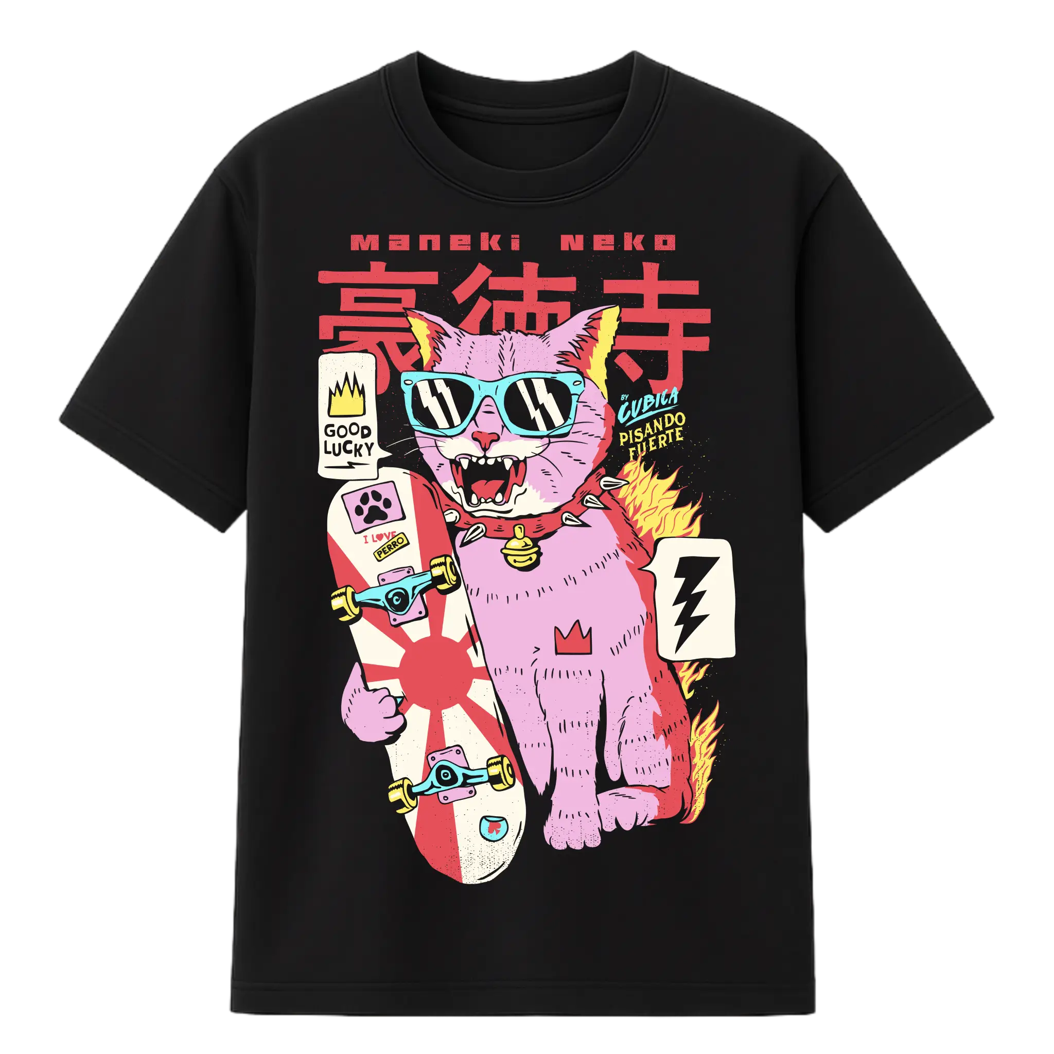 Camiseta Cubica Neon Cat F