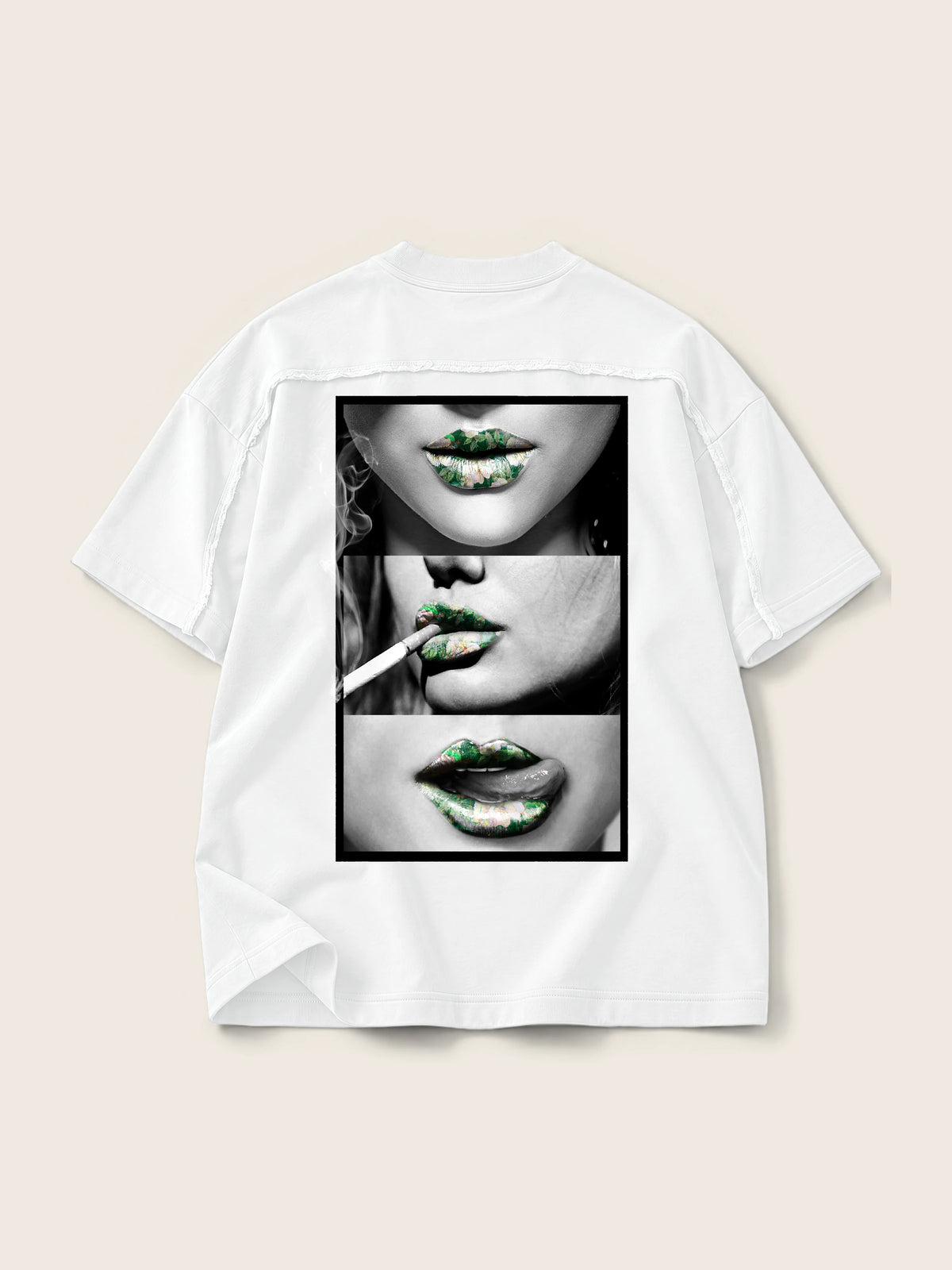 Green Kisses · Camiseta Semi Oversize con Cortes 410g — Imagen del producto 1