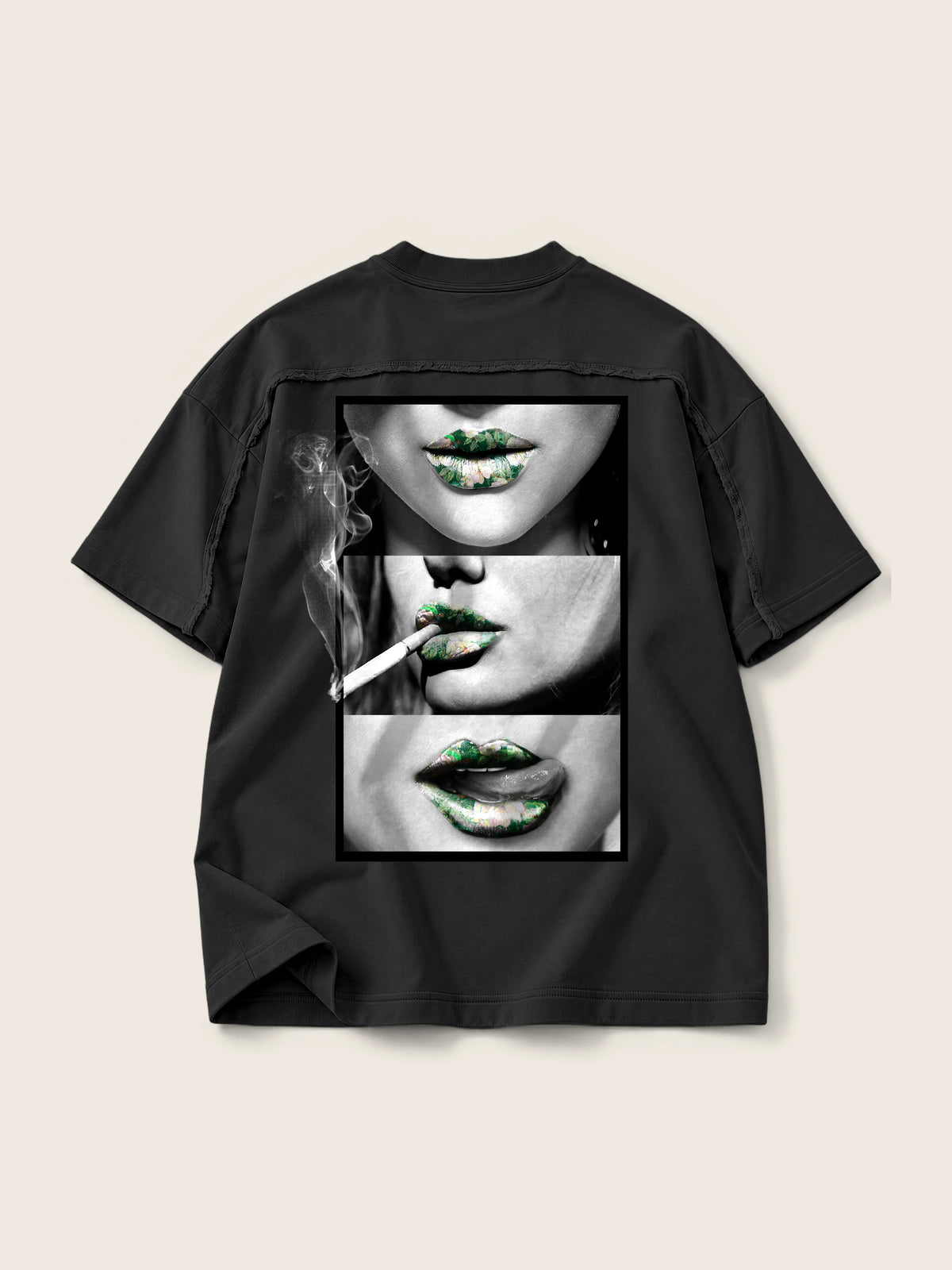 Green Kisses · Camiseta Semi Oversize con Cortes 410g — Imagen del producto 3