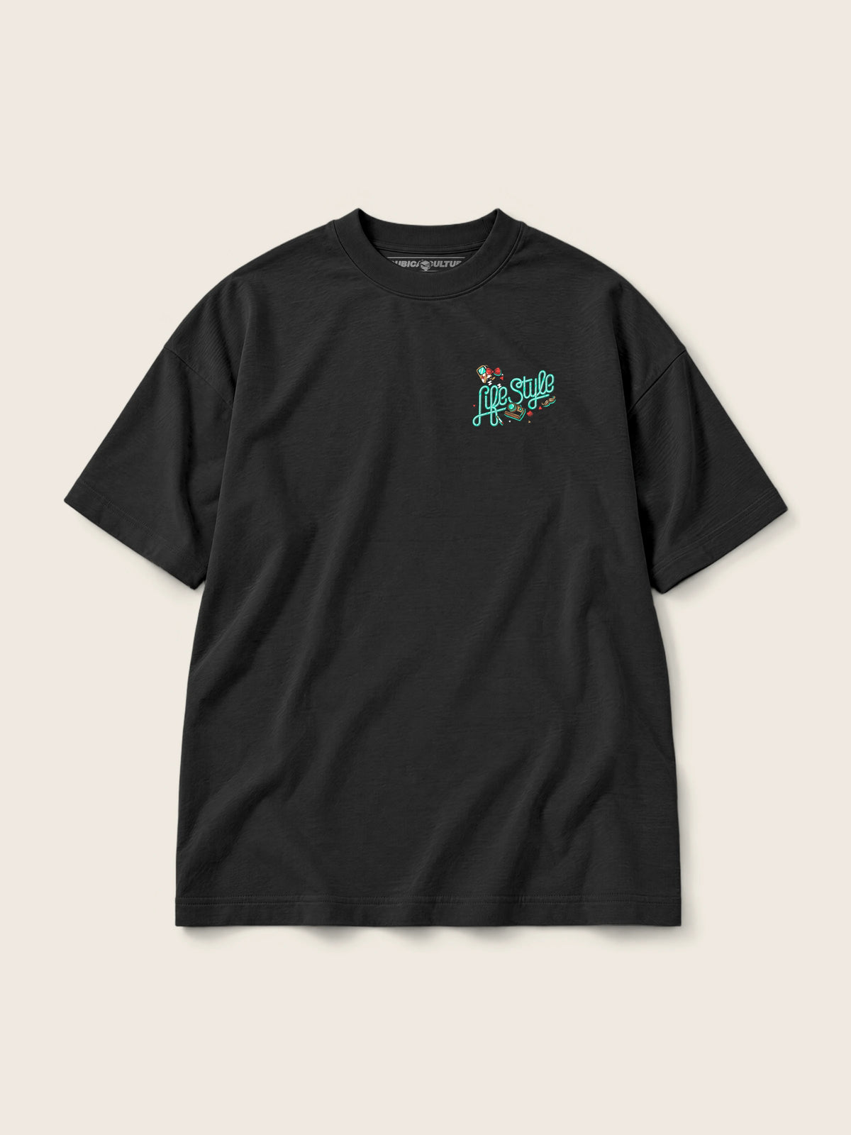 Hipster Bear · Camiseta Semi Oversize 310g Negro — Imagen del producto 2