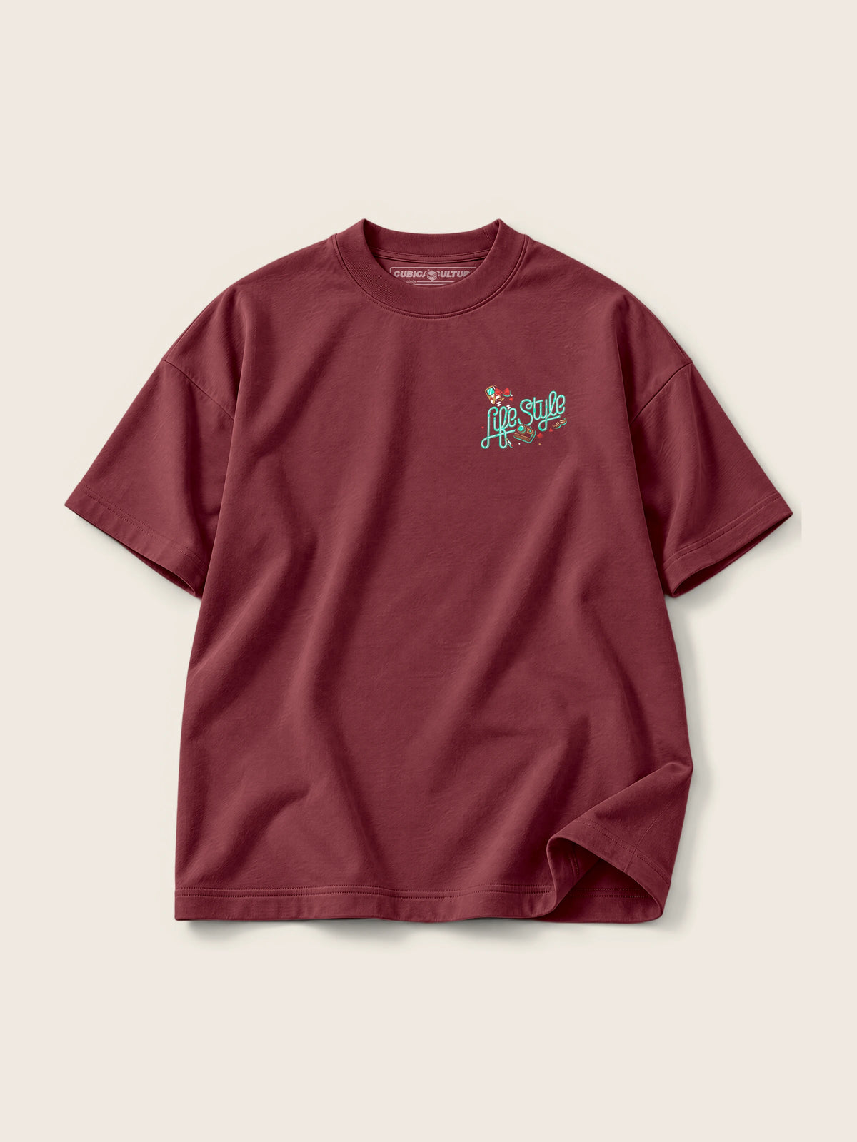 Hipster Bear · Camiseta Semi Oversize con Cortes 410g — Imagen del producto 4