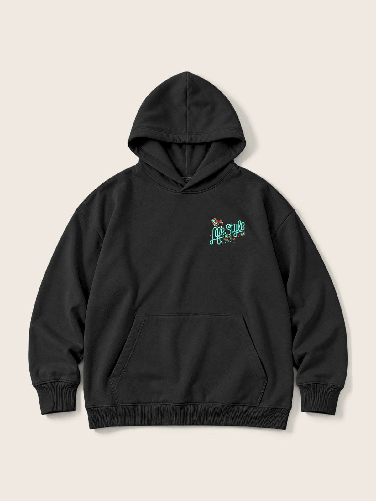 Hipster Bear · Hoodie 410g Negro — Imagen del producto 2