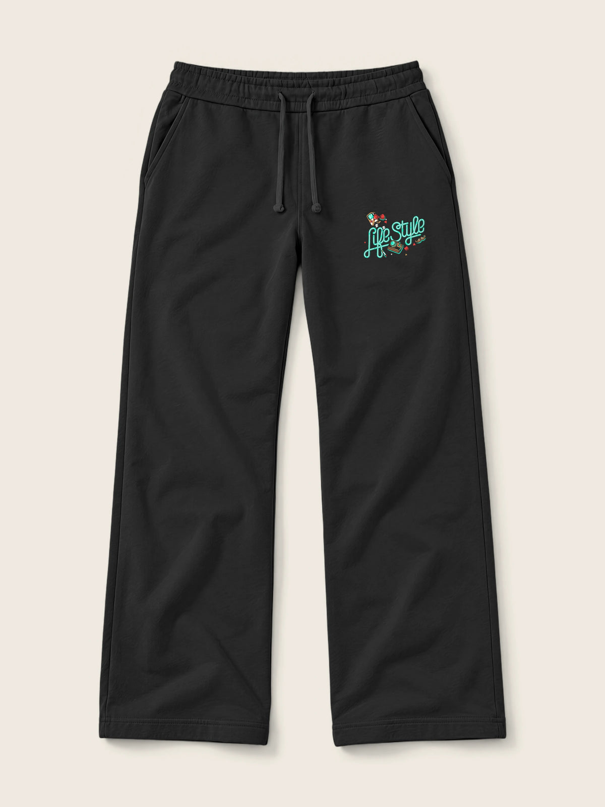 Hipster Bear · Pantalón Sudadera 410g Negro — Imagen del producto 1