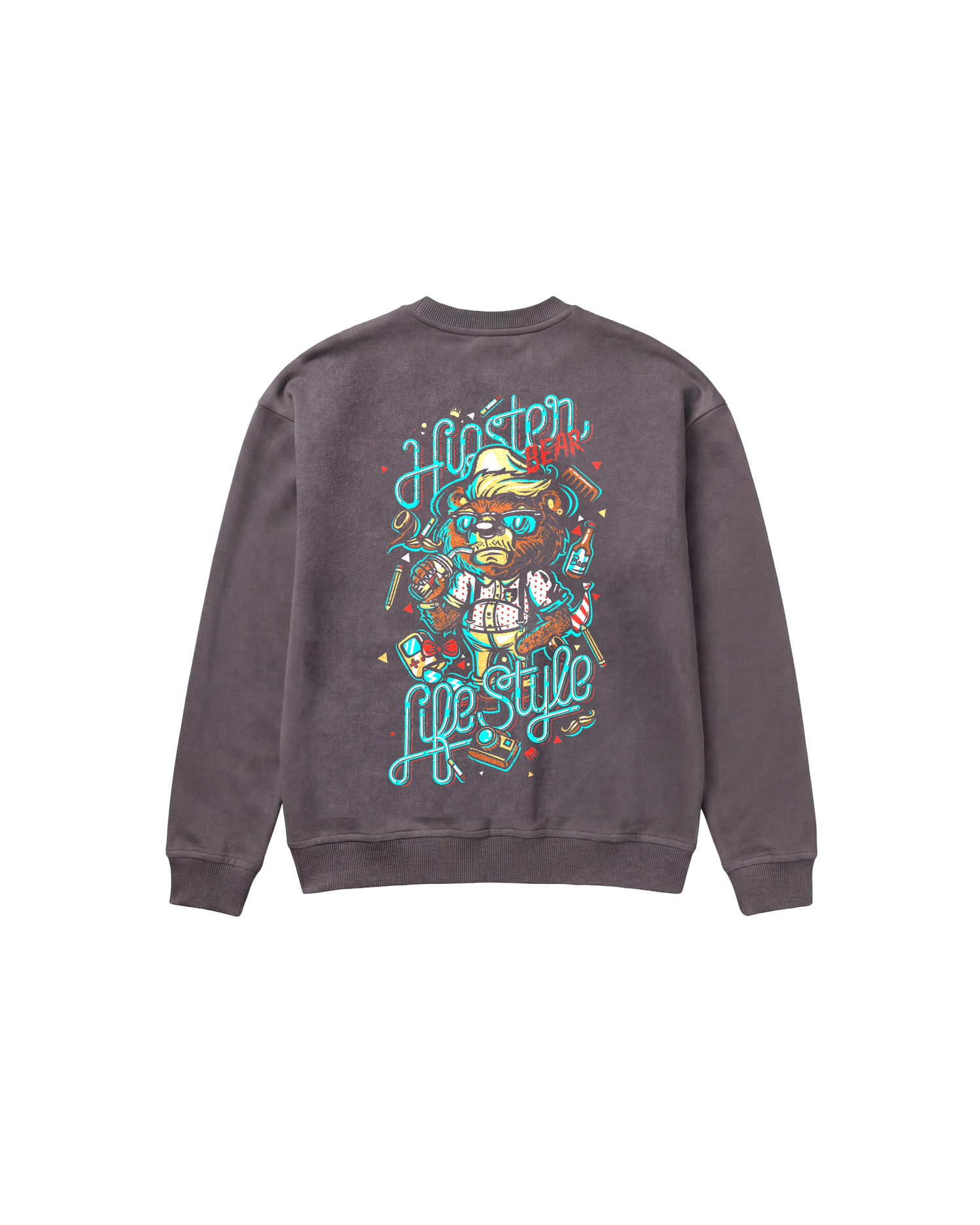 Hipster Bear Sweatshirt 410 Gris Oscuro Cubica