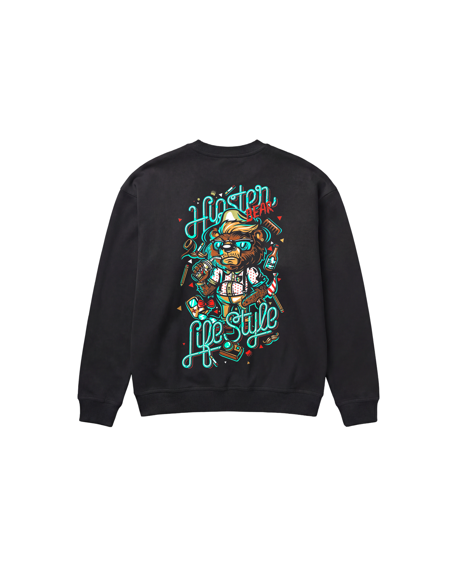 Hipster Bear Sweatshirt 410 Negro Cubica