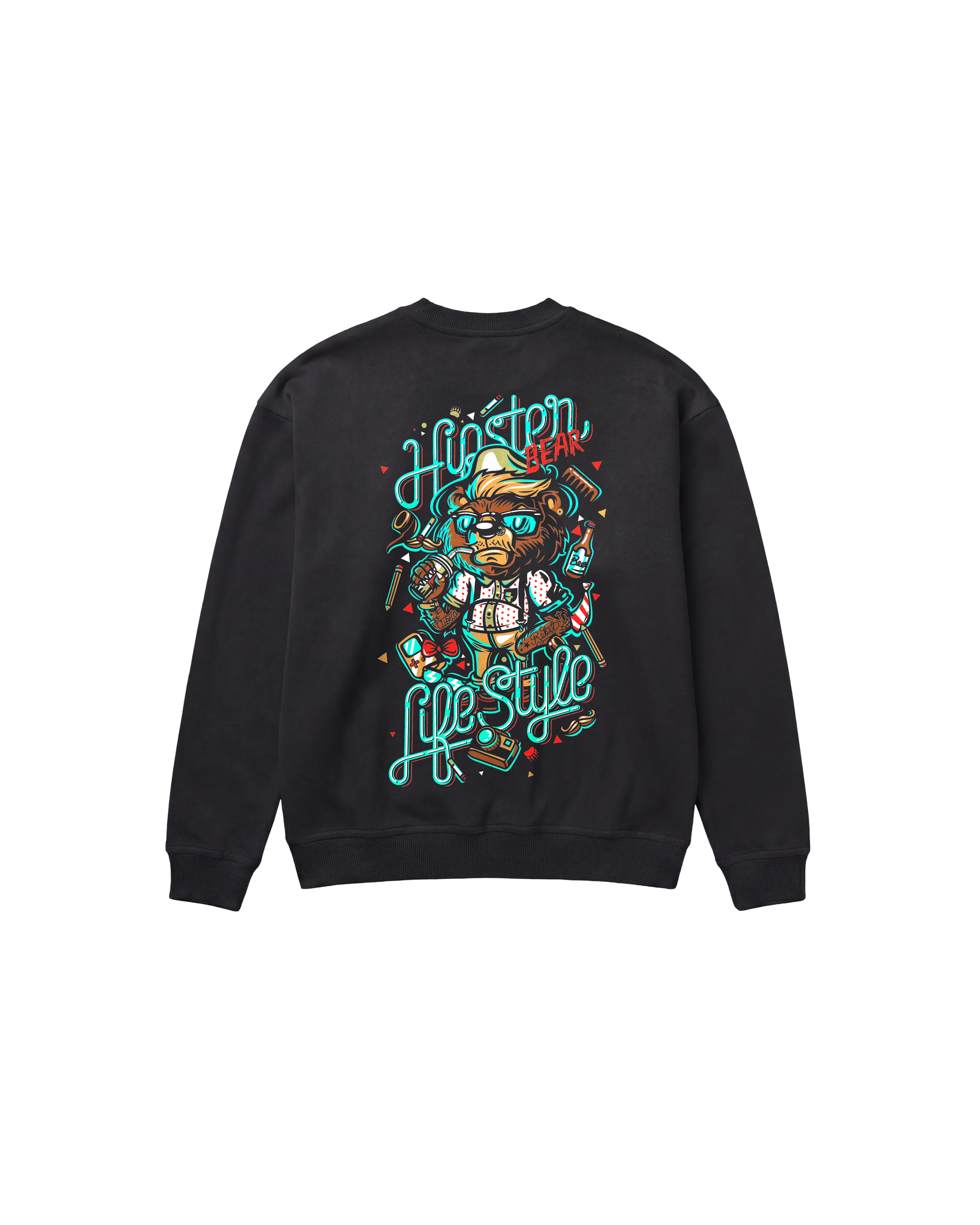 Hipster Bear Sweatshirt 410 Negro Cubica