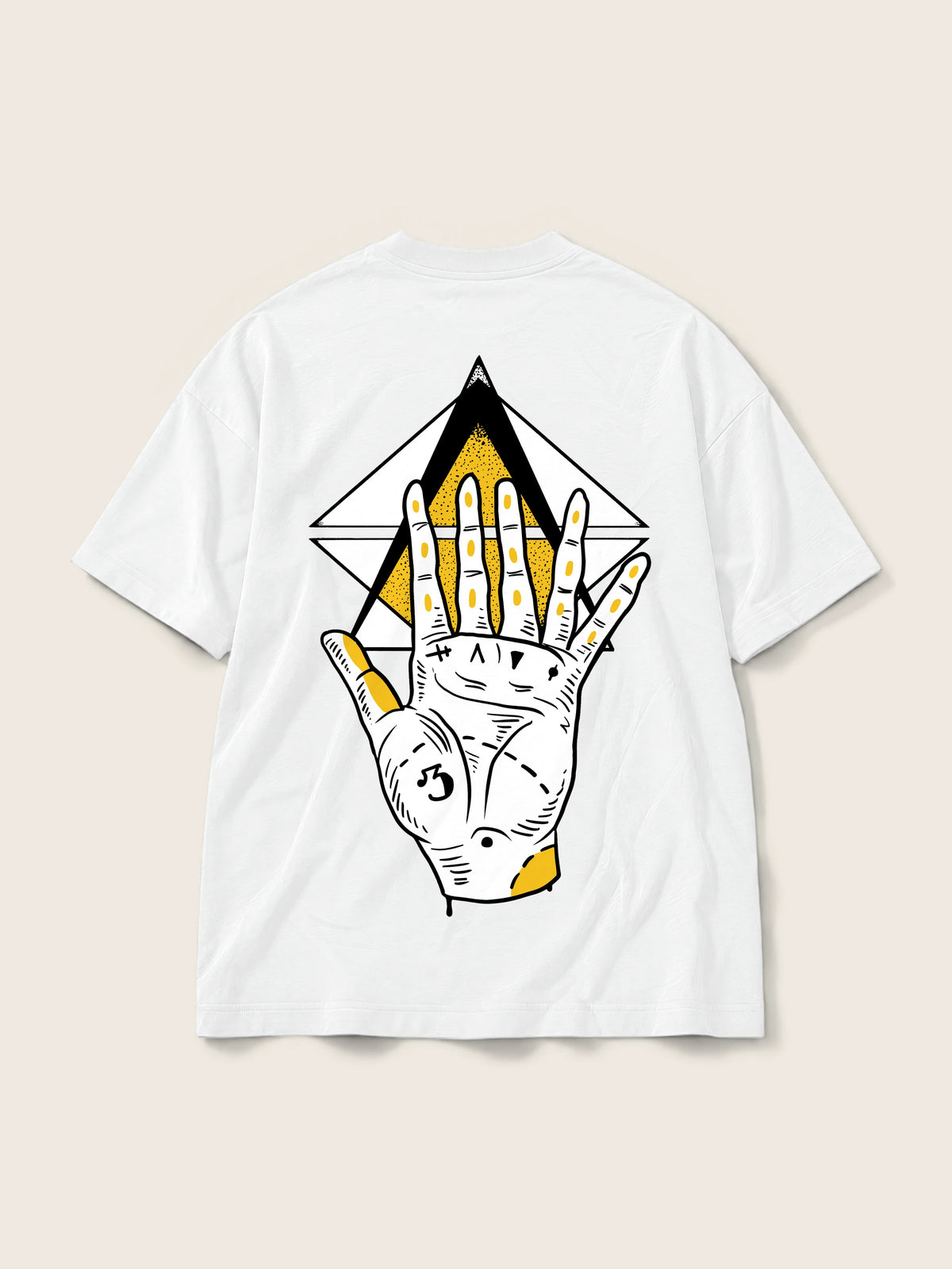 Iluminati Hand · Camiseta Semi Oversize 250g Blanco — Imagen del producto 3