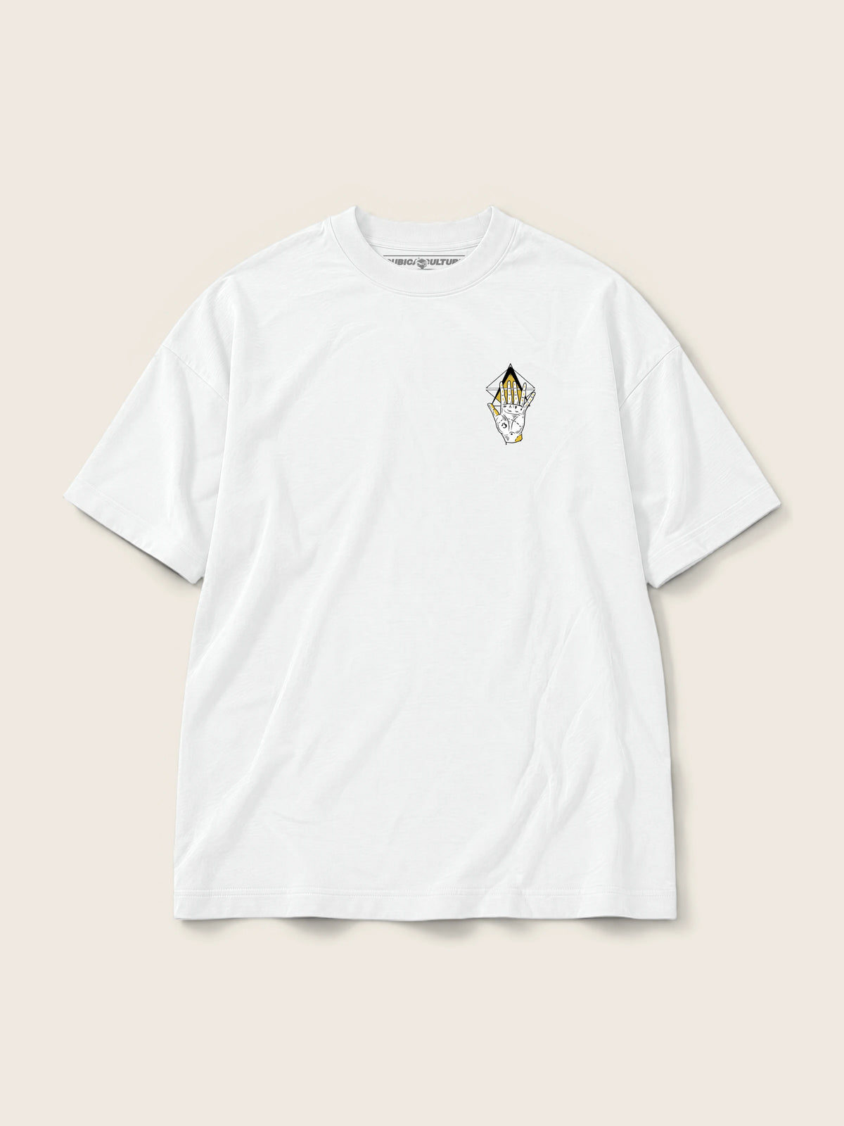 Iluminati Hand · Camiseta Semi Oversize 250g Blanco — Imagen del producto 4