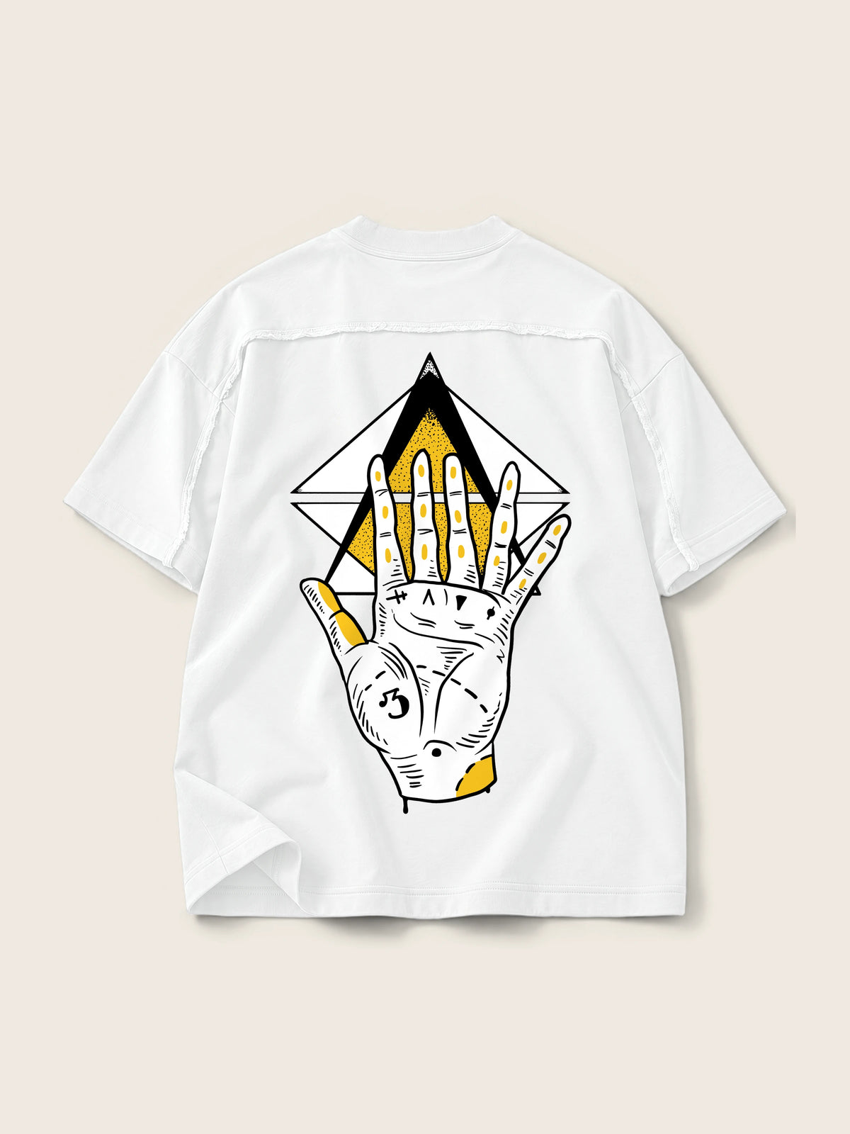 Iluminati Hand · Camiseta Semi Oversize con Cortes 410g — Imagen del producto 3
