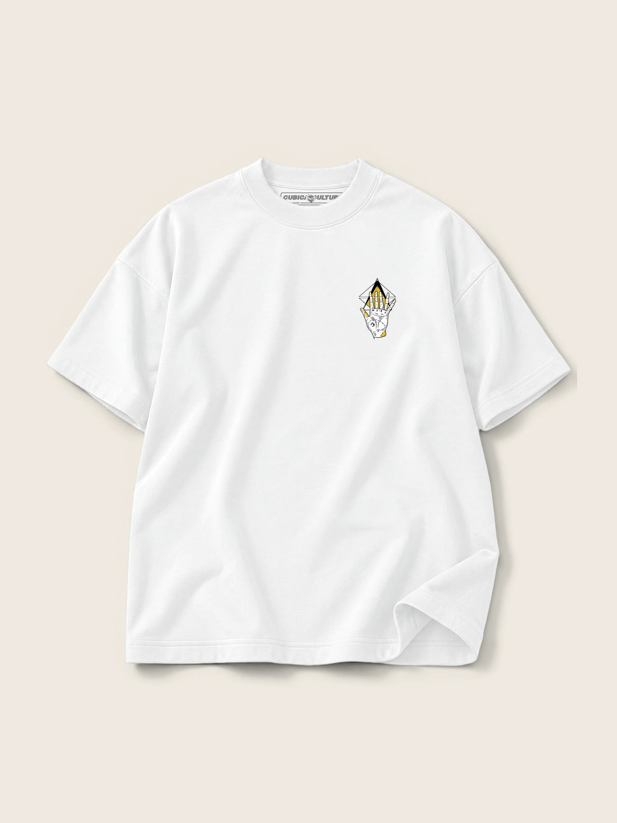 Iluminati Hand · Camiseta Semi Oversize con Cortes 410g — Imagen del producto 4