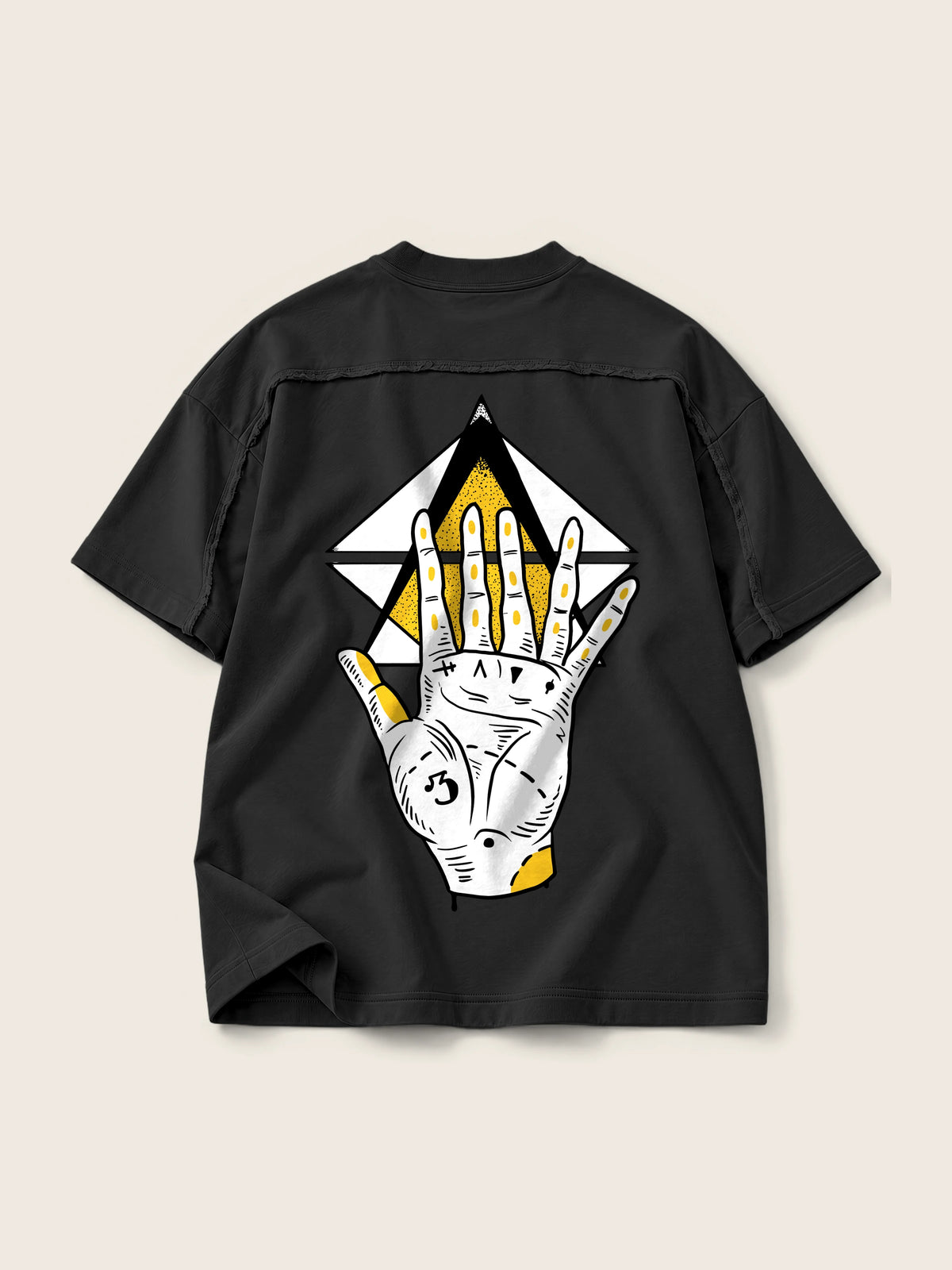 Iluminati Hand · Camiseta Semi Oversize con Cortes 410g — Imagen del producto 7