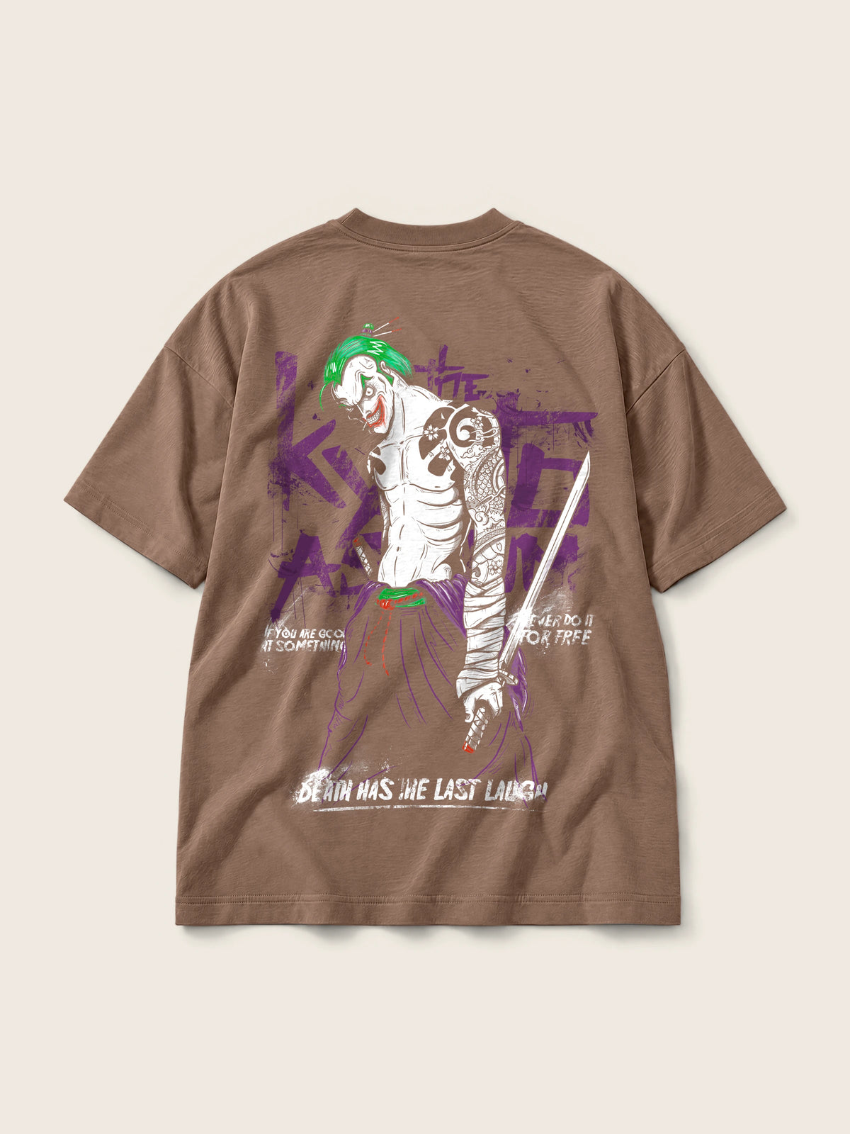 Joker Yakuza · Camiseta Semi Oversize 310g, chocolate, estampado espalda, vista trasera