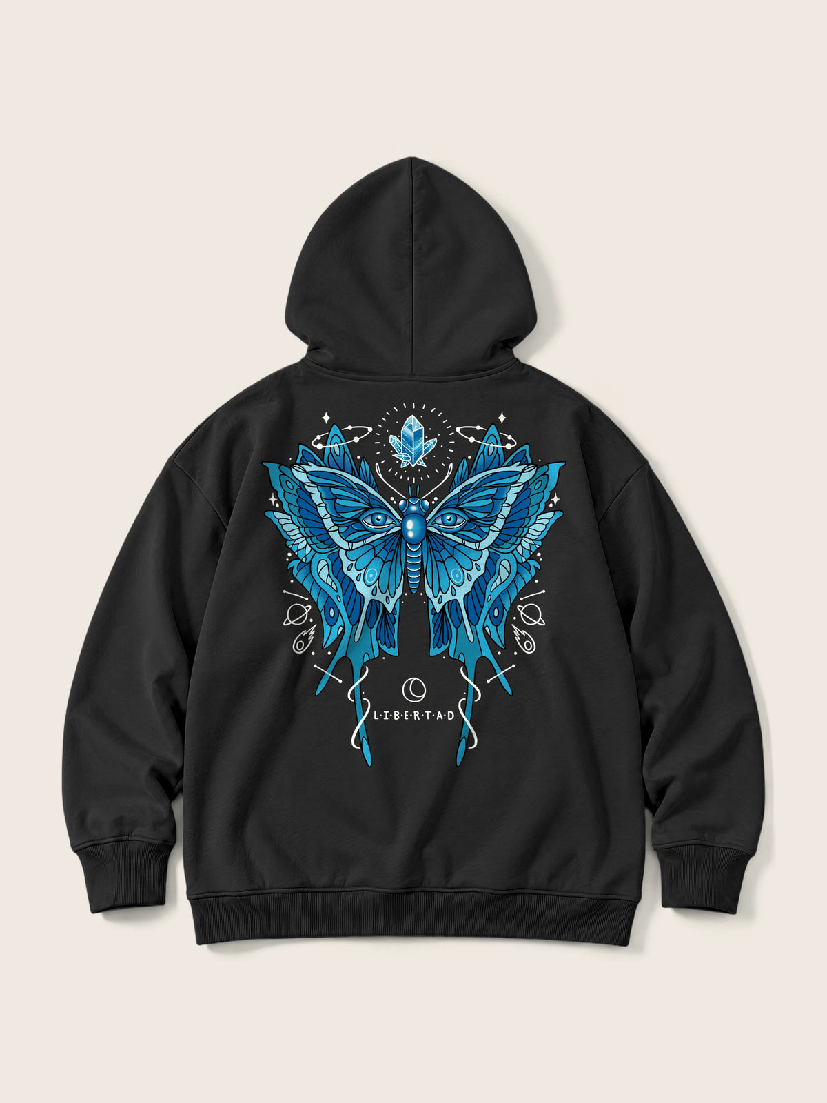 Libertad Mariposa · Hoodie 410g Negro — Imagen del producto 1