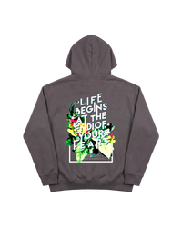 Life Begins Hoodie 410 Gris Oscuro Cubica