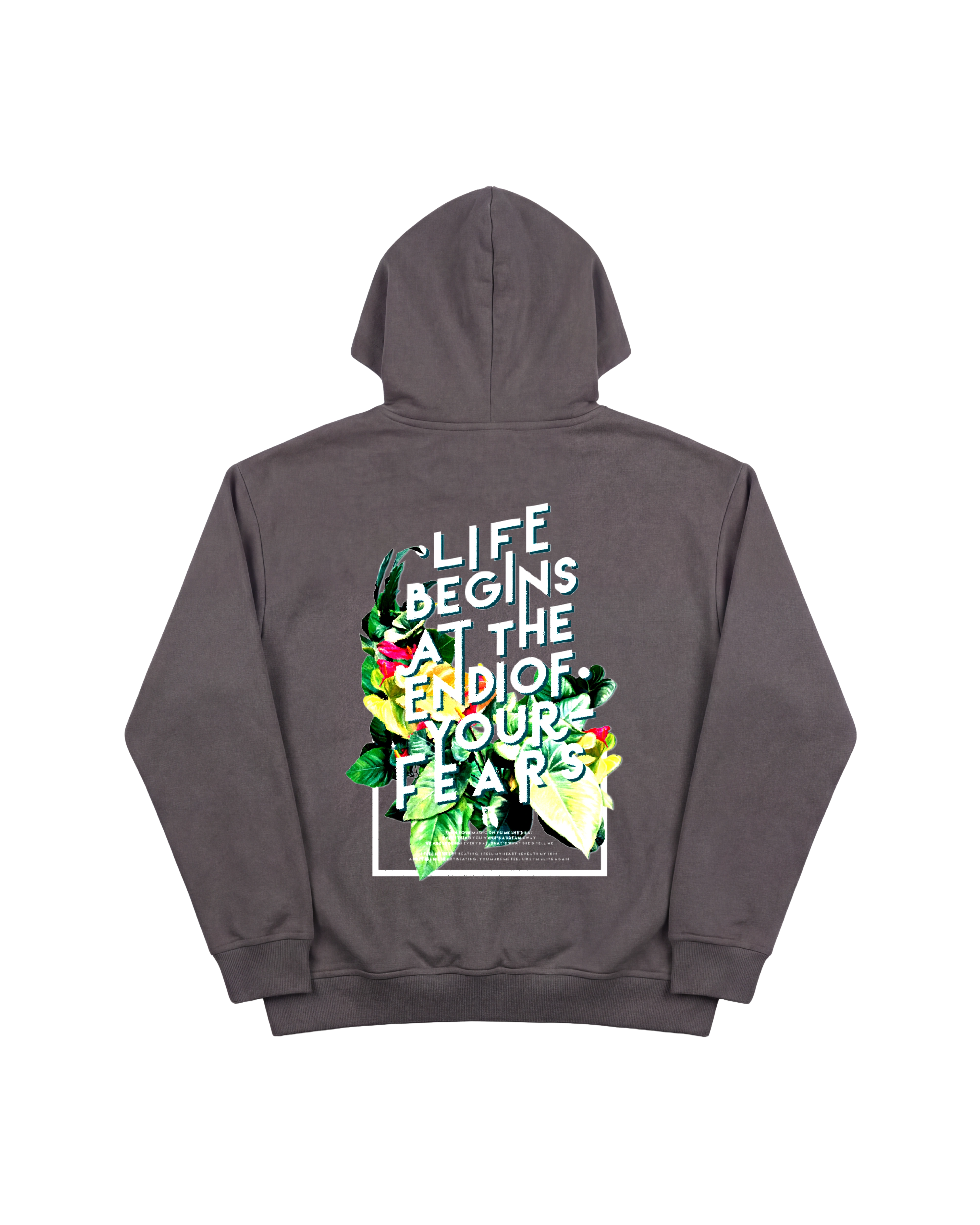 Life Begins Hoodie 410 Gris Oscuro Cubica