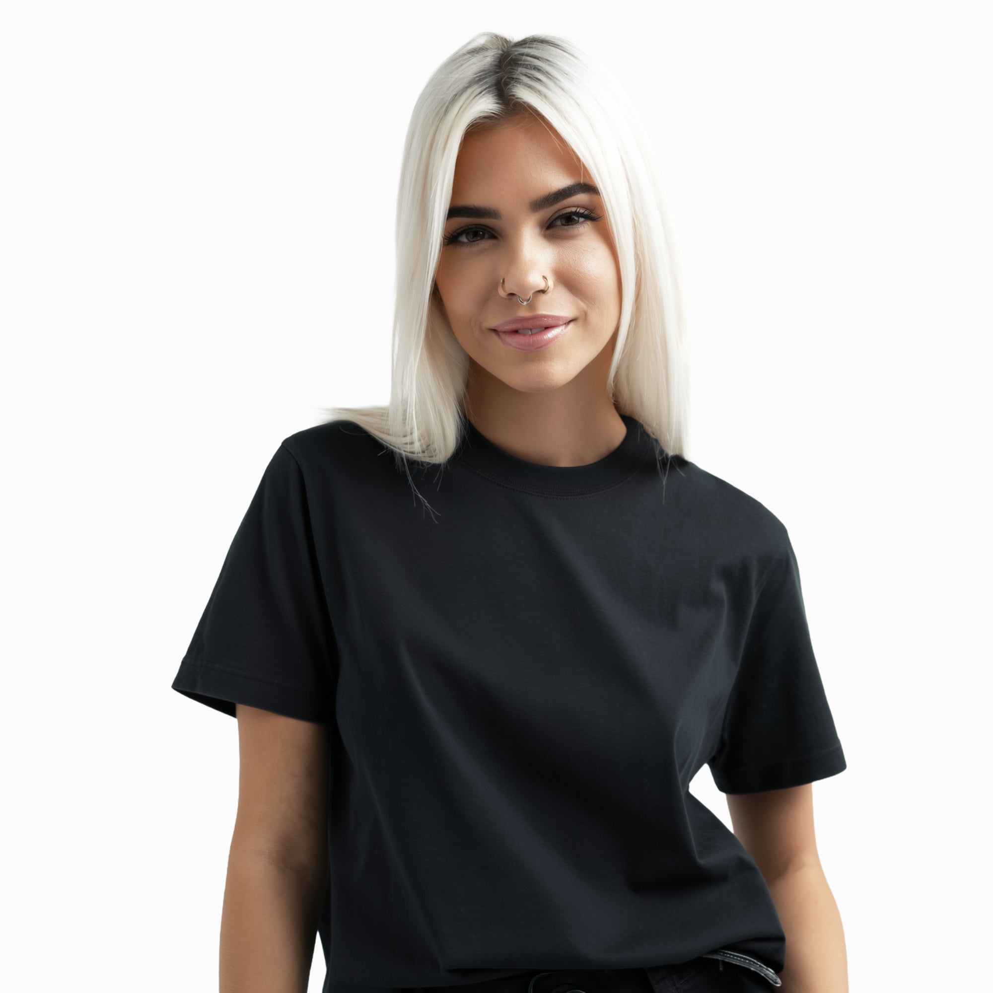 Modelo mide 1.65 y usa talla M