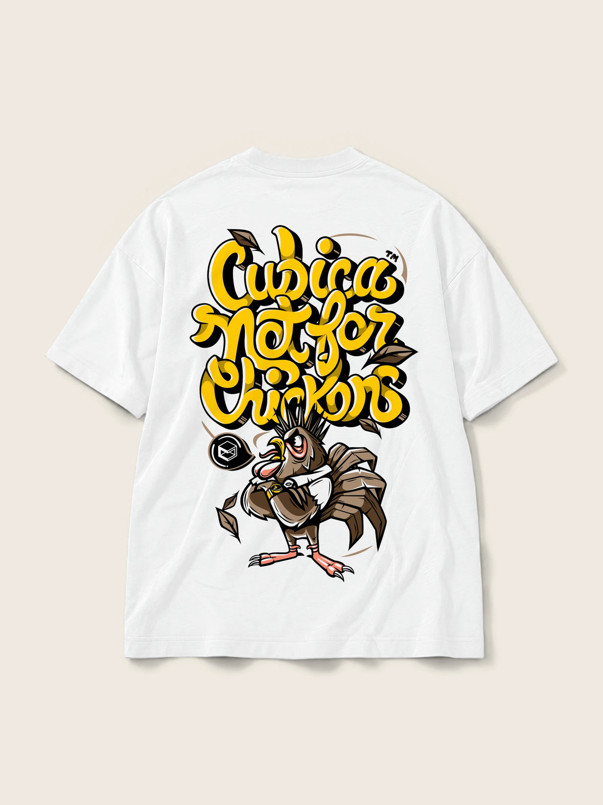 Not For Chickens · Camiseta Semi Oversize 250g Blanco — Imagen del producto 3