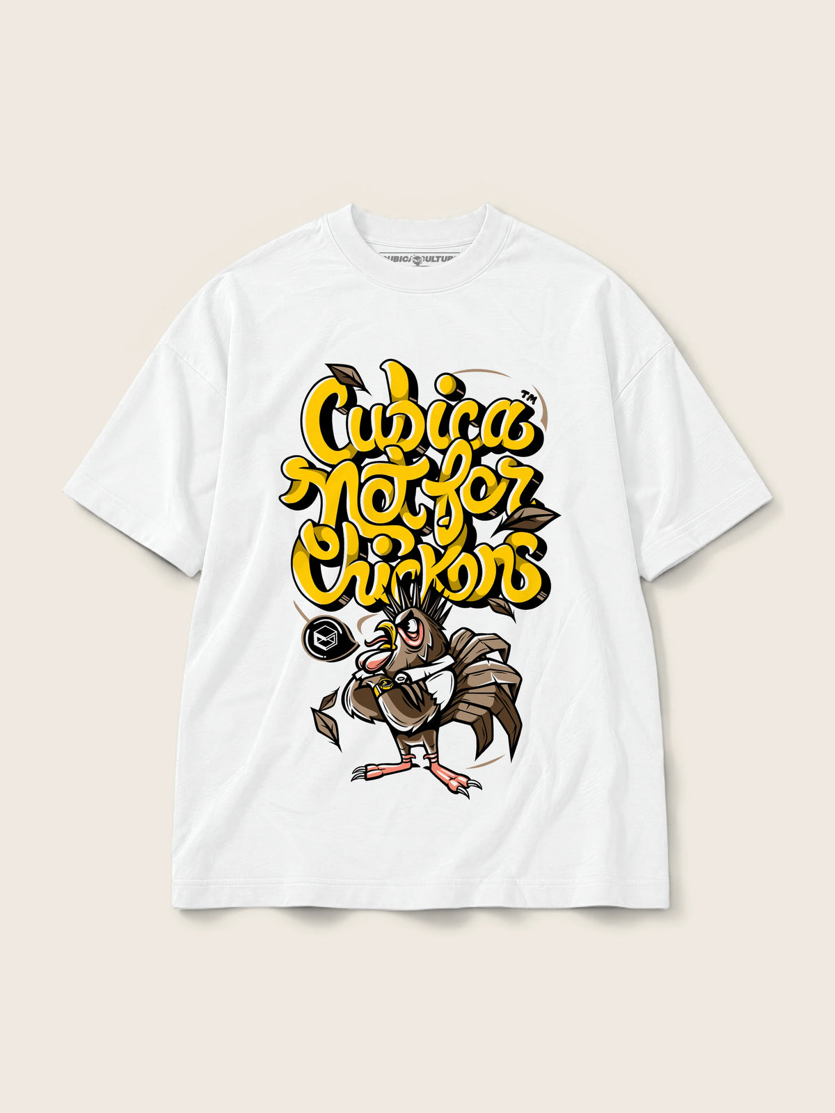 Not For Chickens · Camiseta Semi Oversize 250g Blanco — Imagen del producto 1