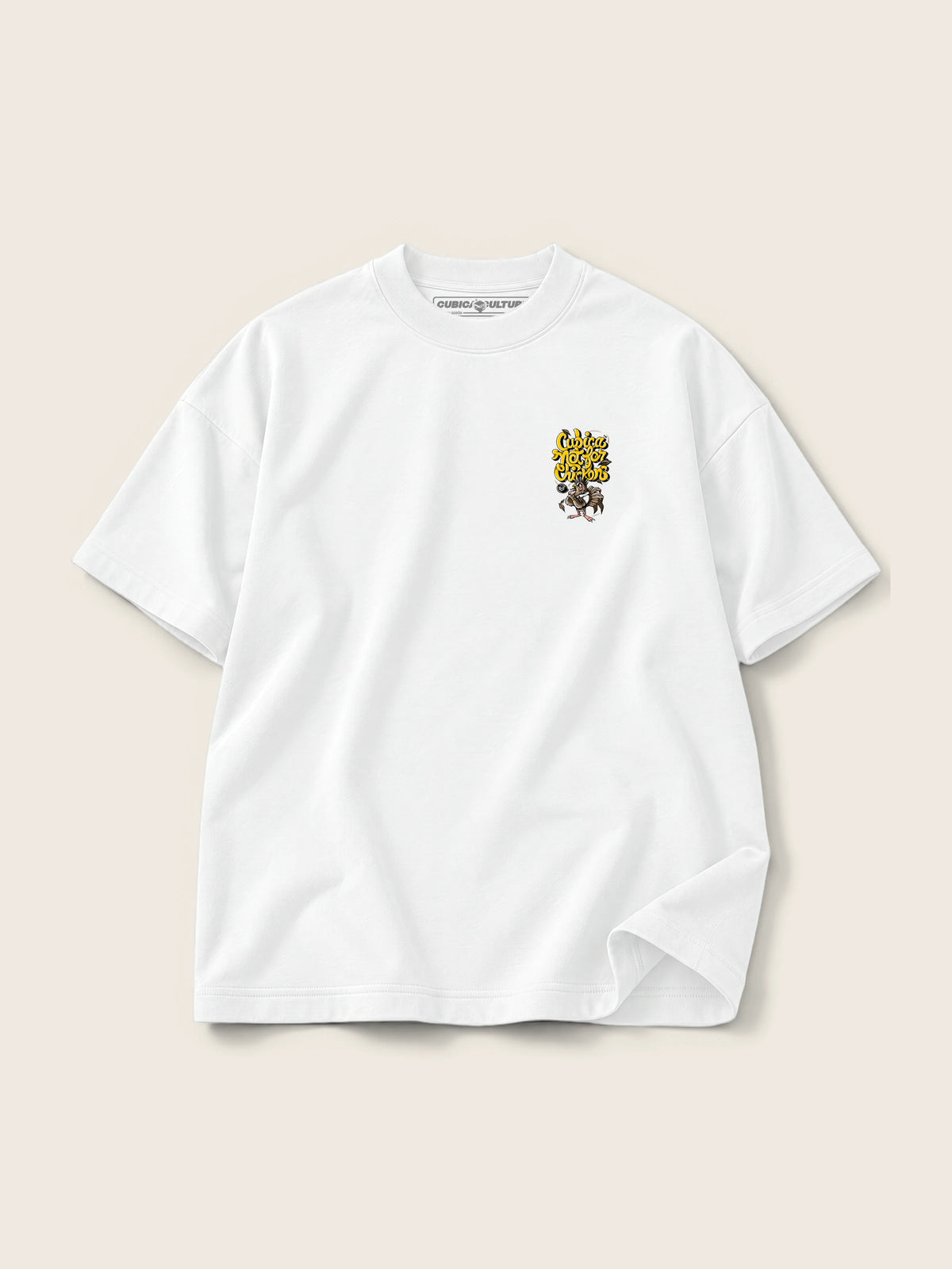 Not For Chickens · Camiseta Semi Oversize con Cortes 410g Blanco — Imagen del producto 6