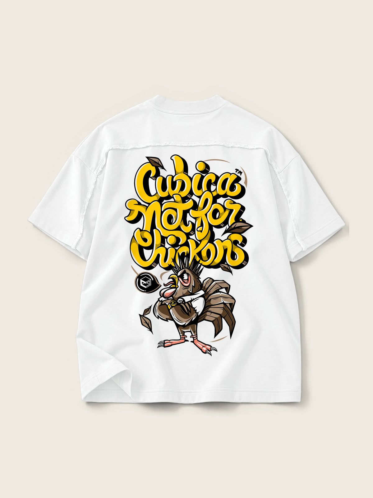 Not For Chickens · Camiseta Semi Oversize con Cortes 410g Blanco — Imagen del producto 3
