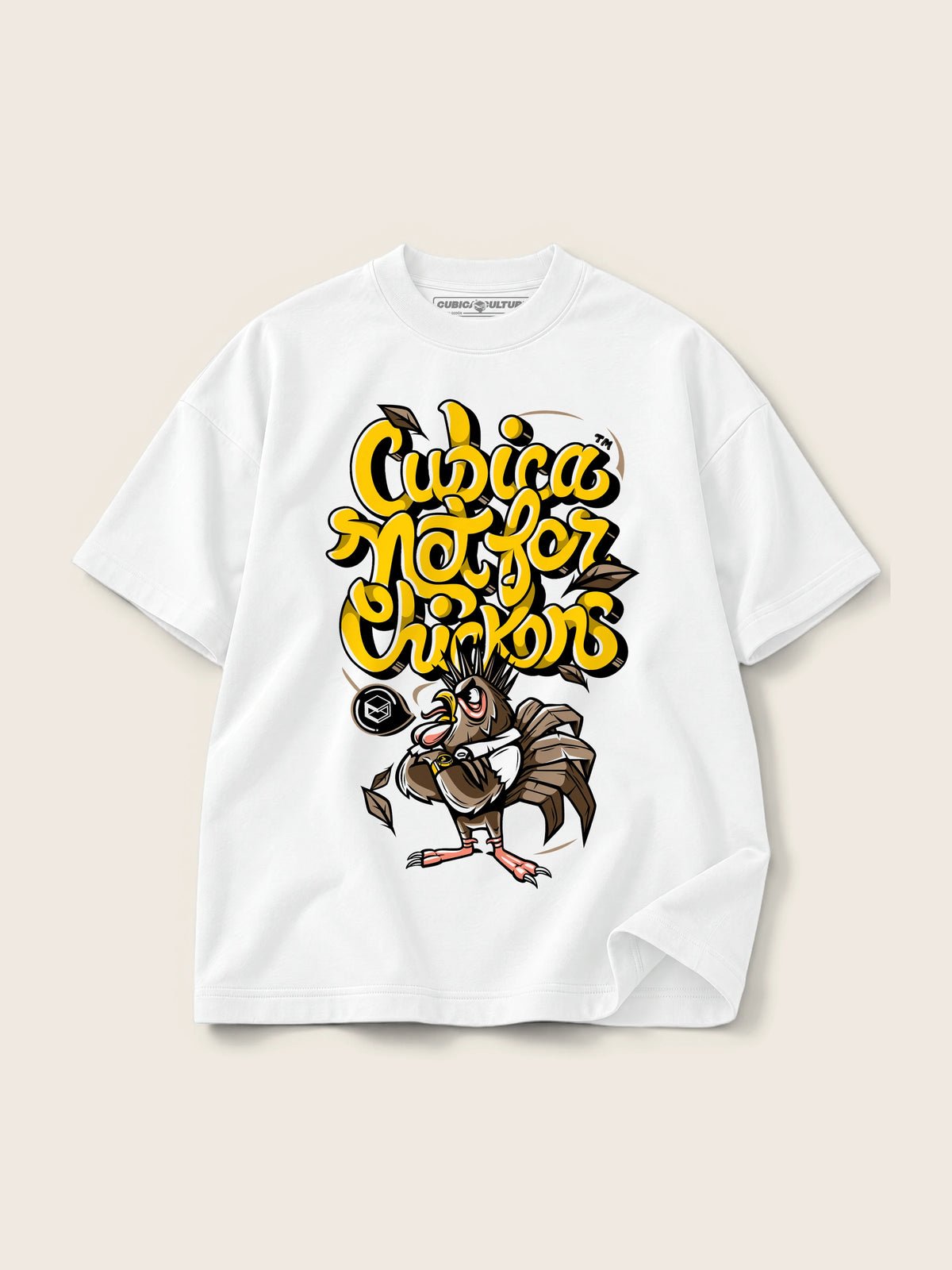 Not For Chickens · Camiseta Semi Oversize con Cortes 410g Blanco — Imagen del producto 1