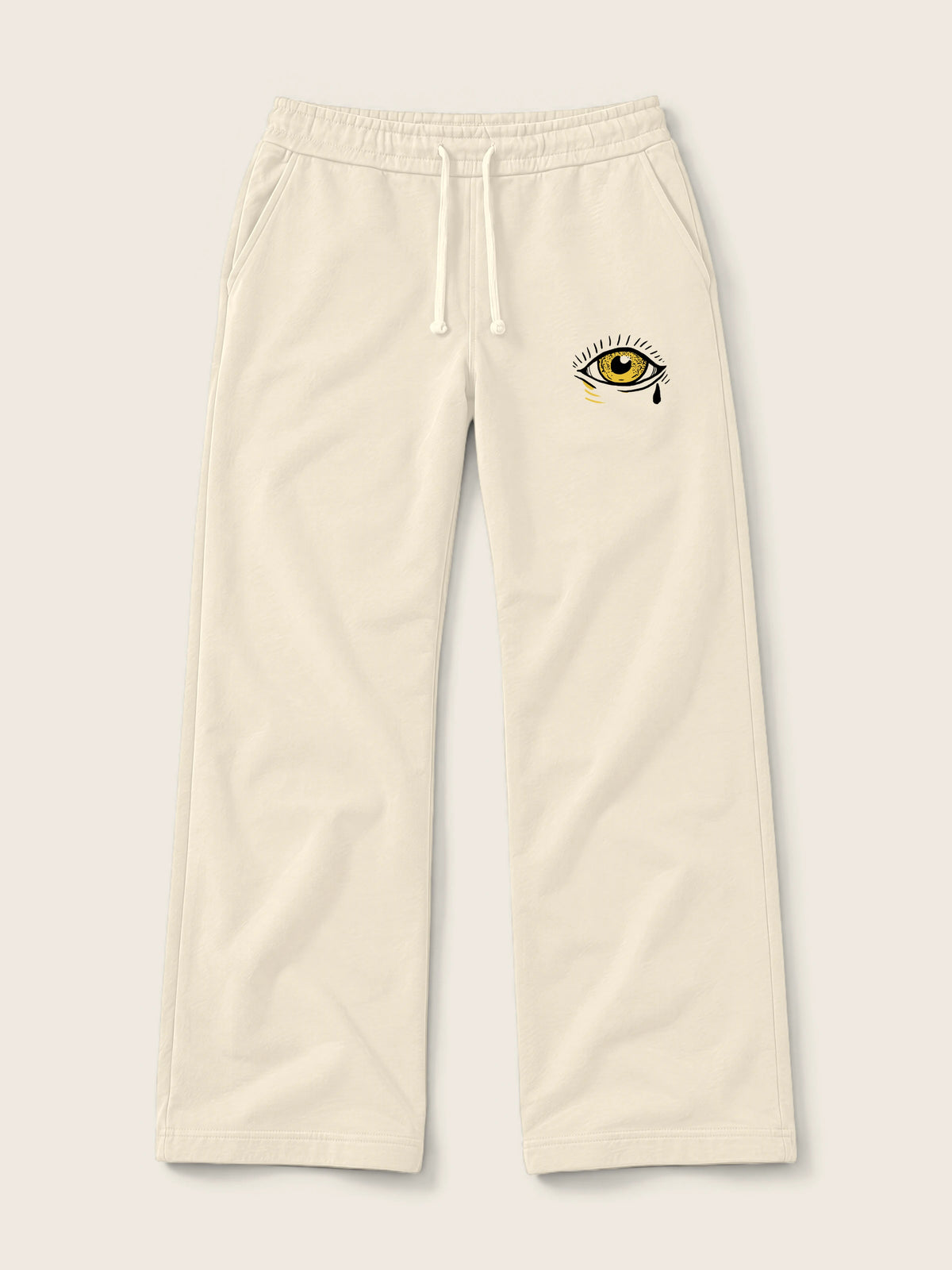 Ojo · Pantalón Sudadera 410g Crudo, crudo, estampado bolsillo, vista frontal