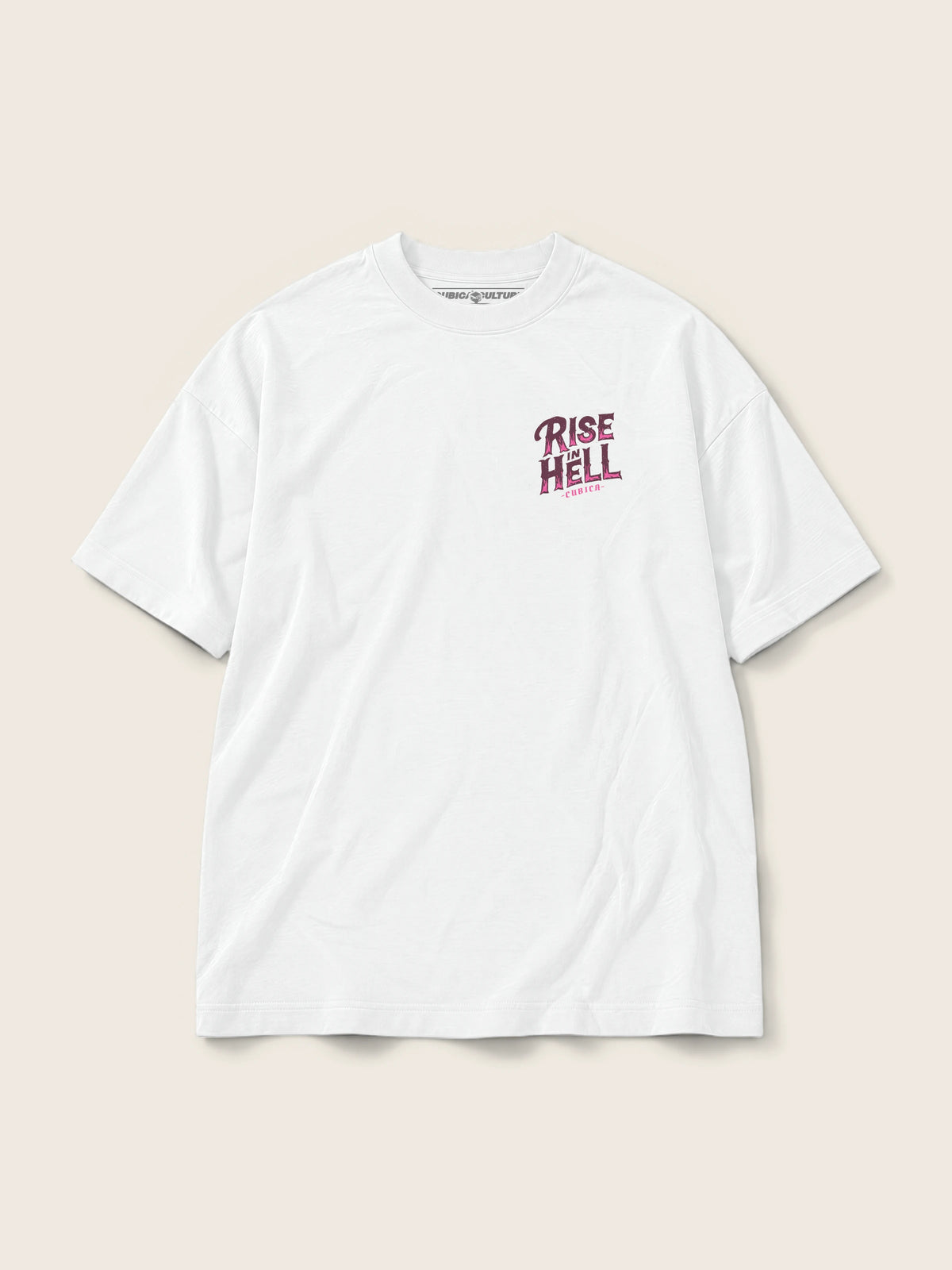 Rise in Hell · Camiseta Semi Oversize 250g Blanco — Imagen del producto 4