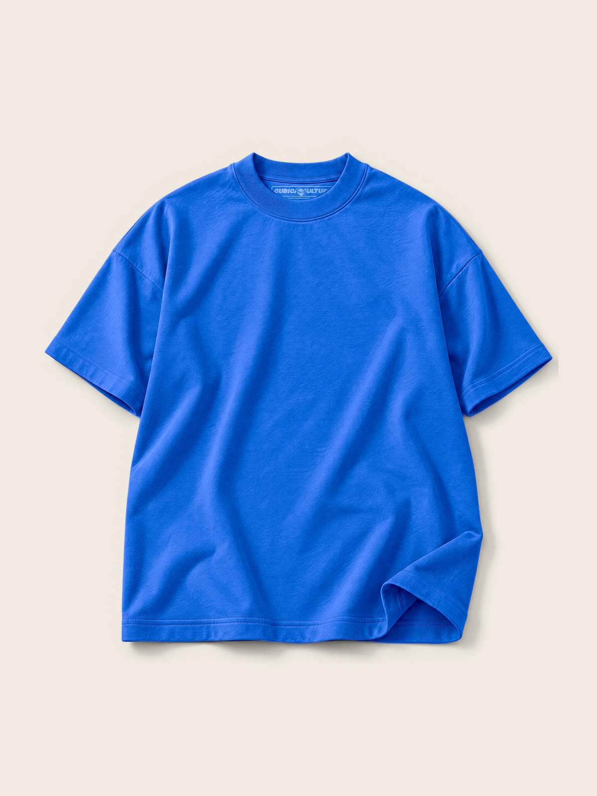 Camiseta Semi Oversize con Cortes 410 g Azul Eléctrico — Imagen del producto 1