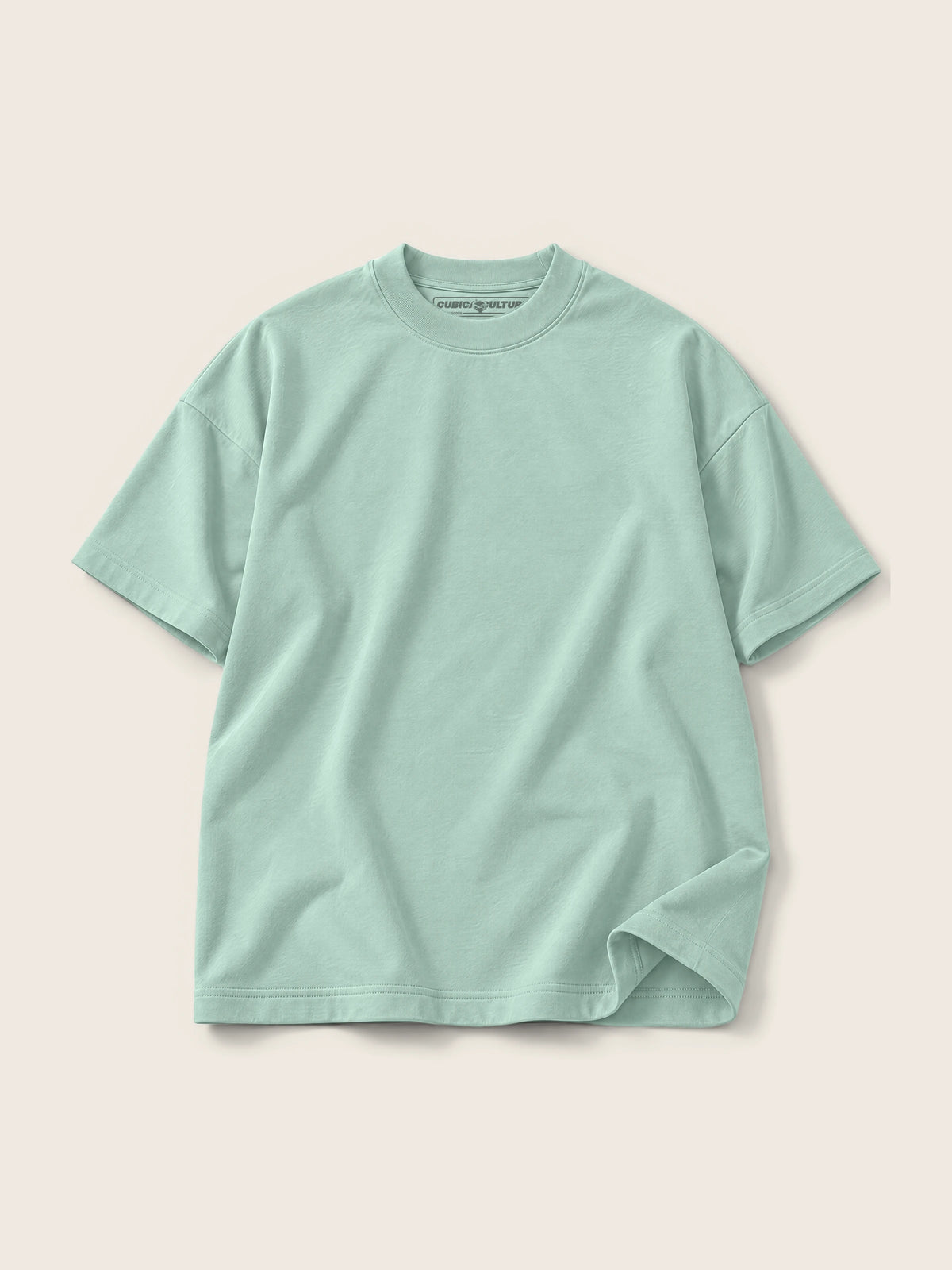 Camiseta Semi Oversize con Cortes 410 g Gris Menta — Imagen del producto 1