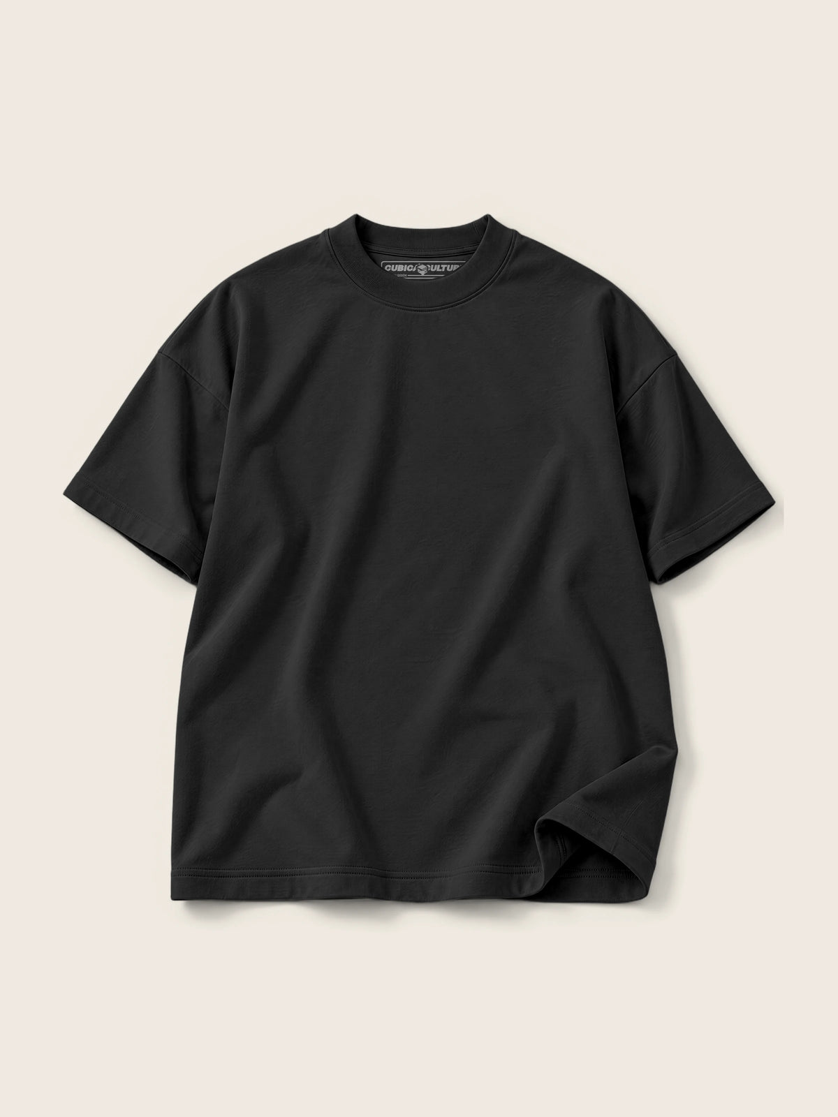 Camiseta Semi Oversize con Cortes 410 g Negro — Imagen del producto 1
