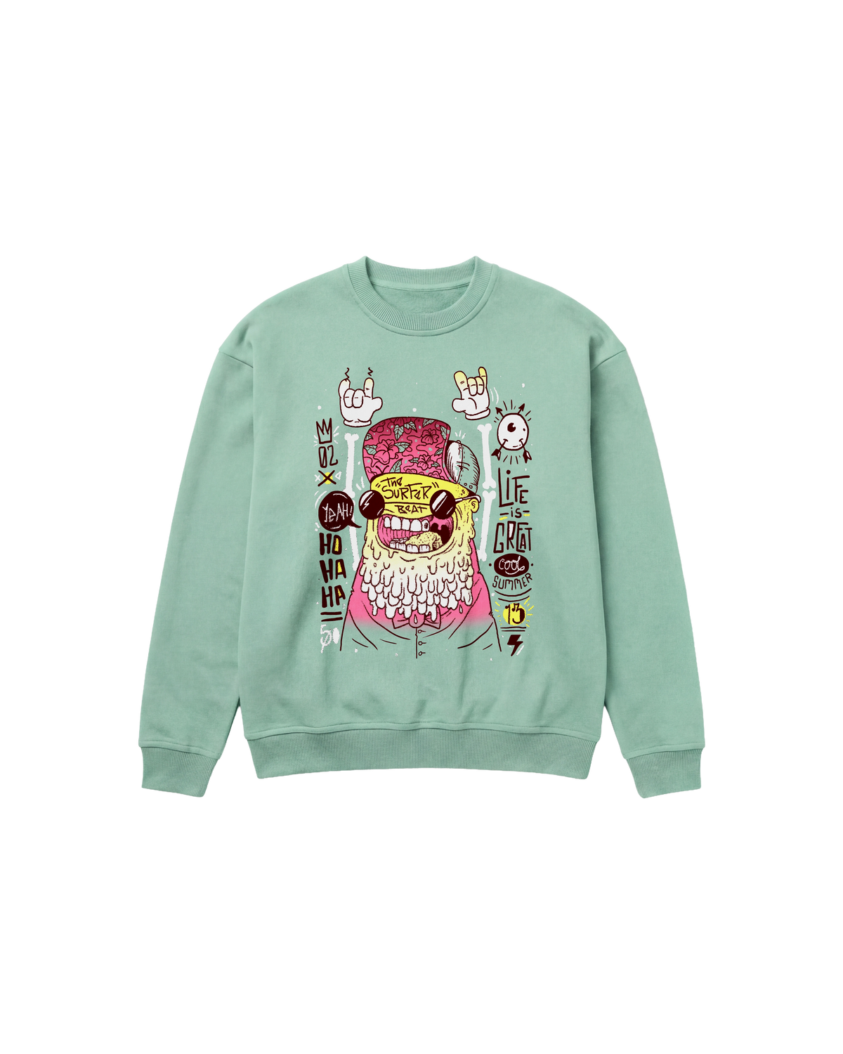 Surfer Beat Sweatshirt 410 Verde Menta Cubica