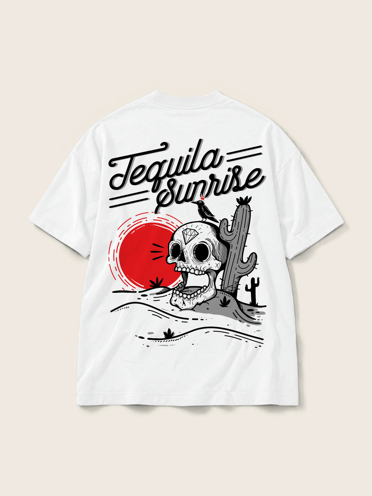 Tequila Sunrise · Camiseta Semi Oversize 250g Blanco — Imagen del producto 3