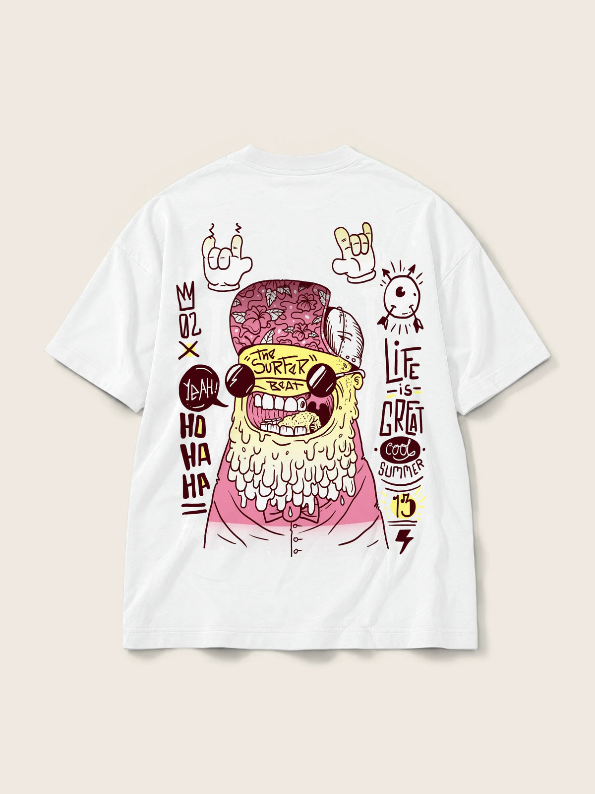 The Surfer Beat · Camiseta Semi Oversize 250g Blanco — Imagen del producto 3
