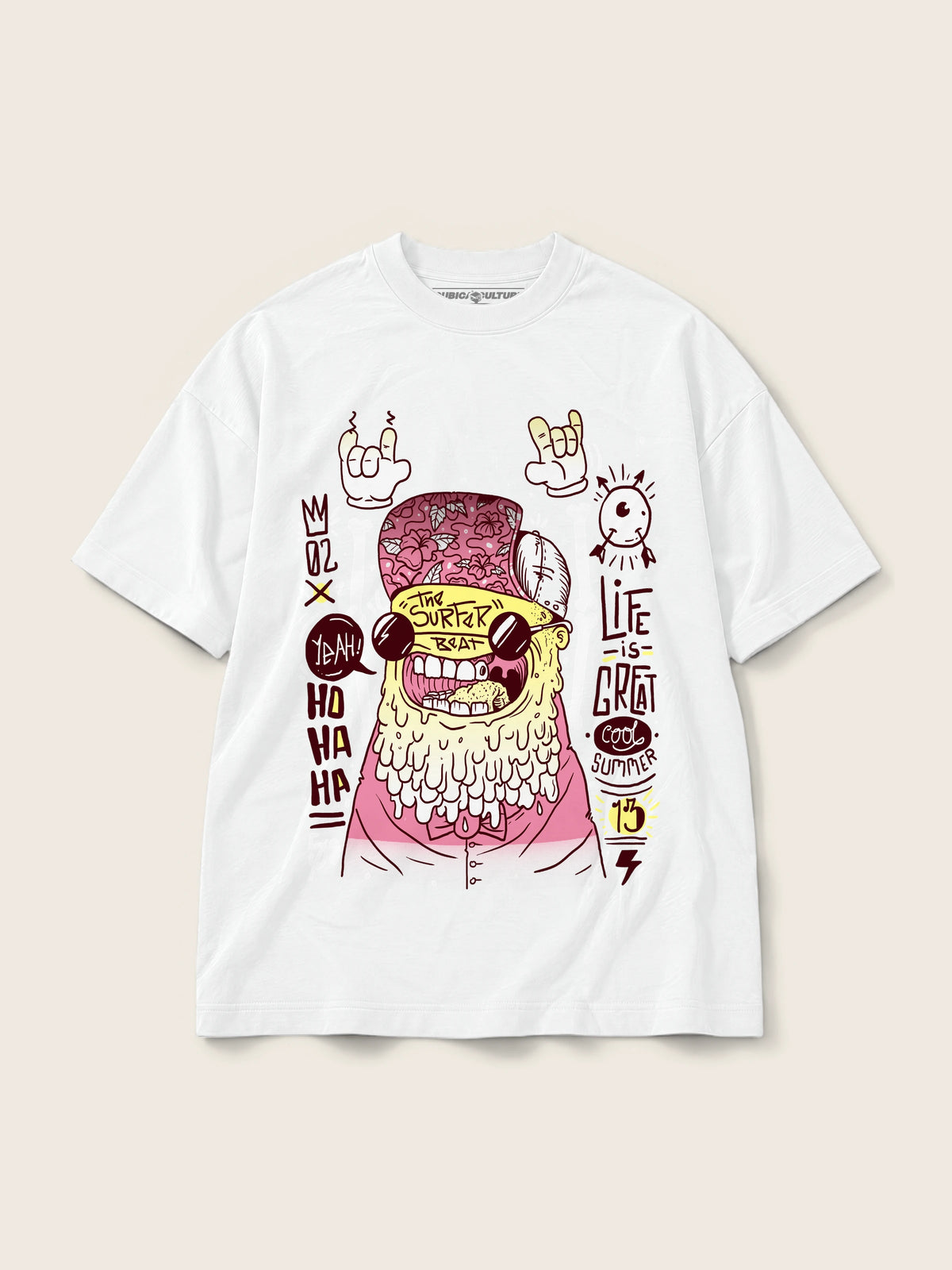 The Surfer Beat · Camiseta Semi Oversize 250g Blanco — Imagen del producto 1