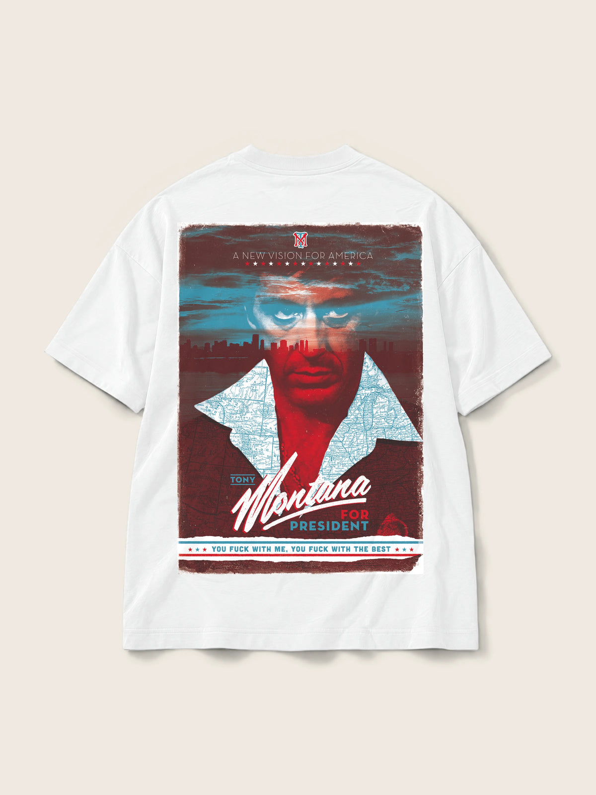 Tony Montana · Camiseta Semi Oversize 250g Blanco — Imagen del producto 3