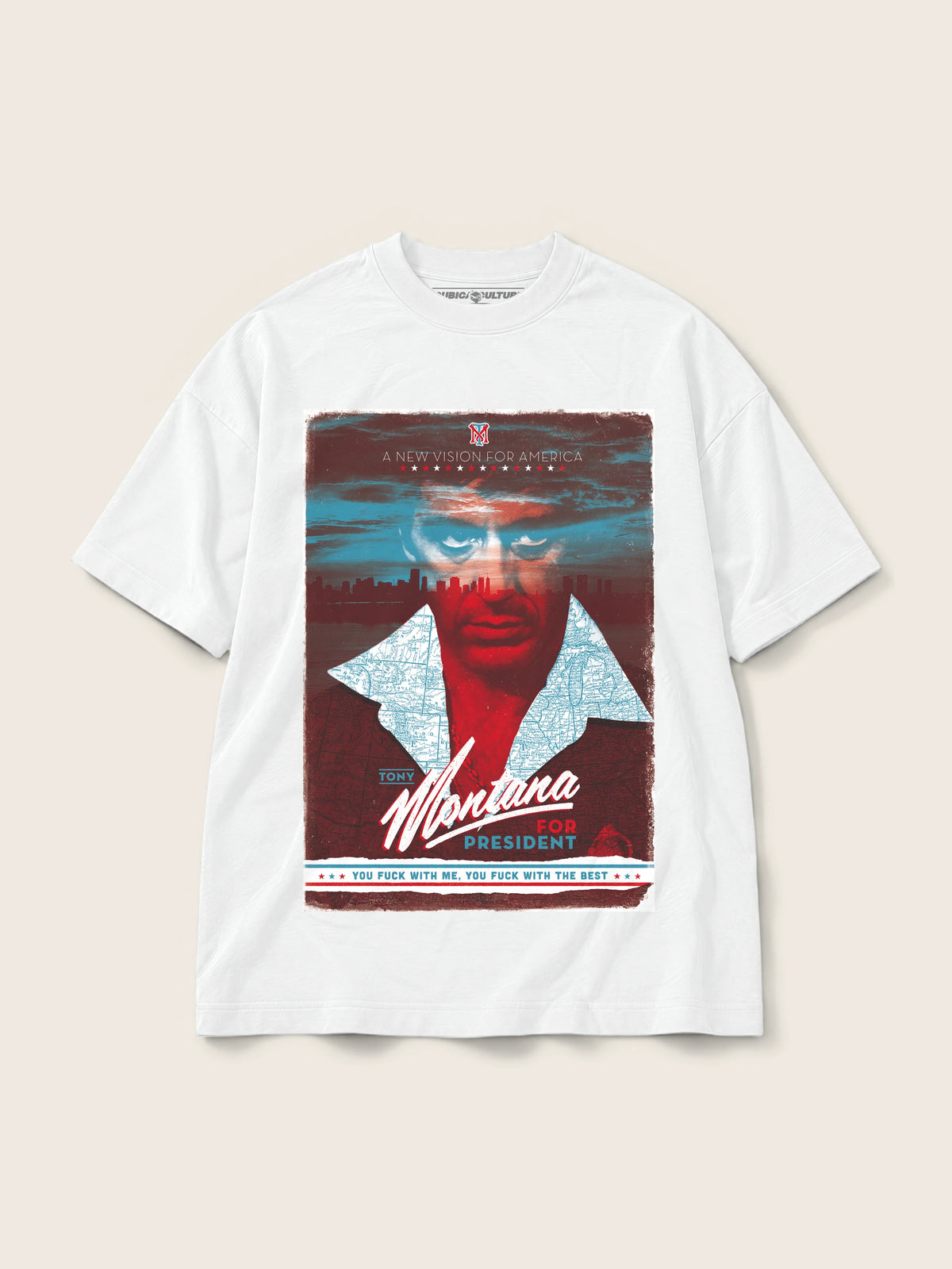 Tony Montana · Camiseta Semi Oversize 250g Blanco — Imagen del producto 1