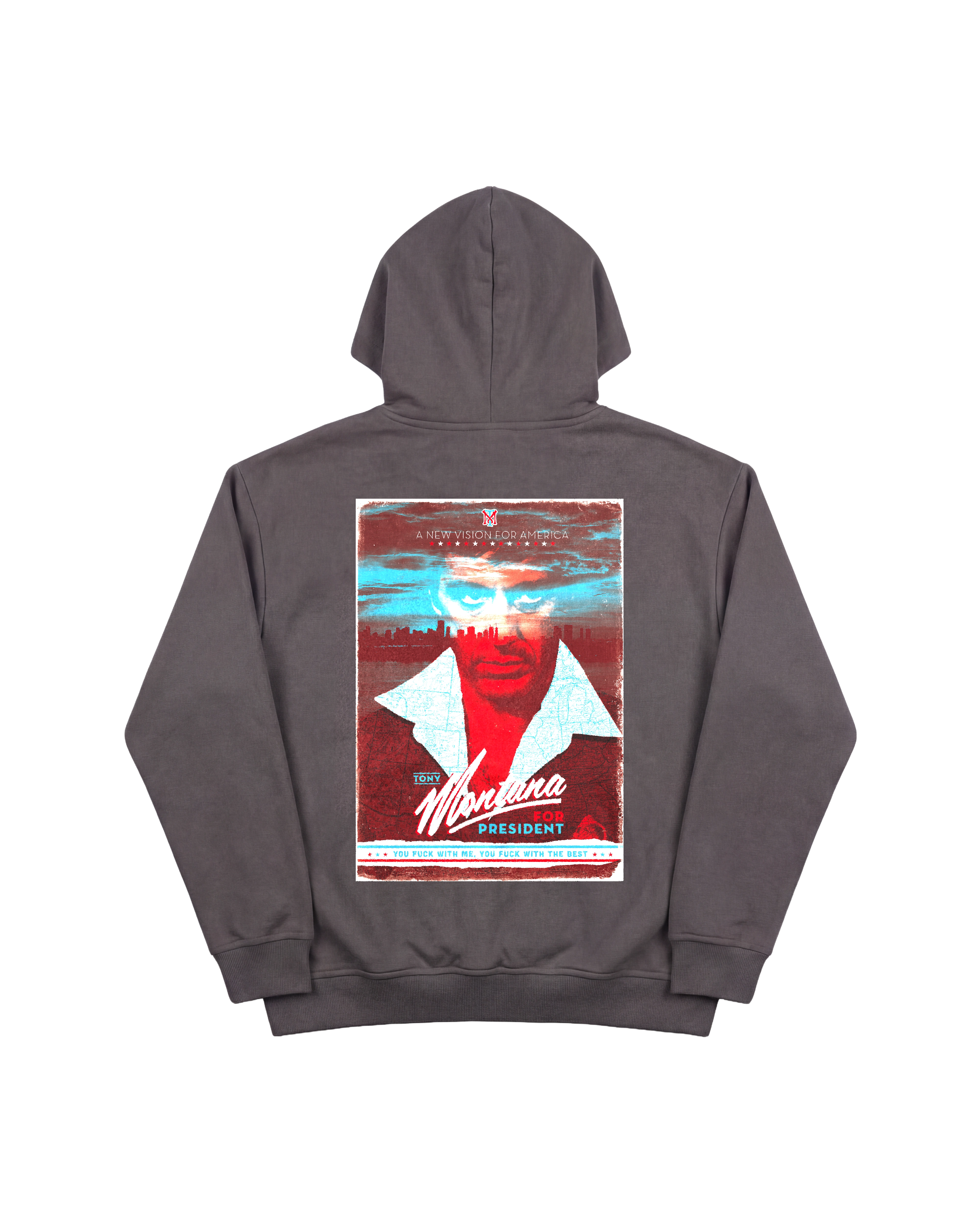 Tony Montana Hoodie 410 Gris Oscuro Cubica