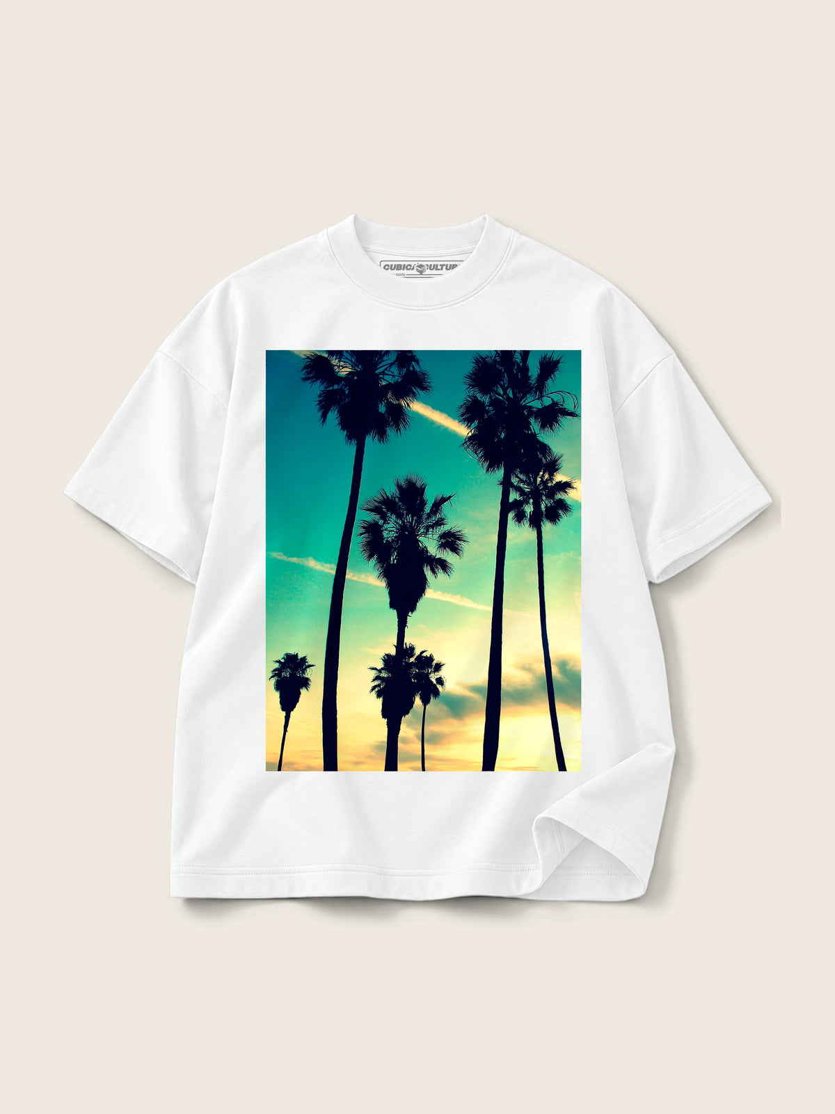 Tropical Dusk · Camiseta Semi Oversize con Cortes 410g — Imagen del producto 1