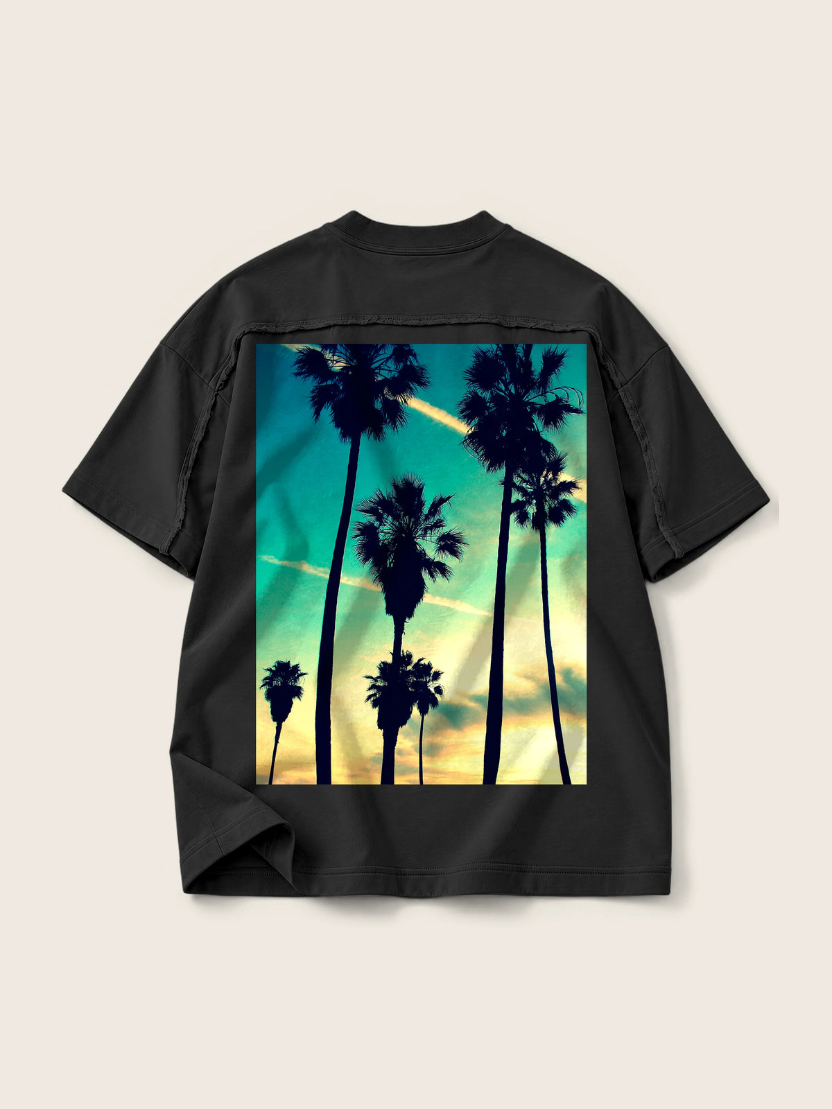 Tropical Dusk · Camiseta Semi Oversize con Cortes 410g — Imagen del producto 7