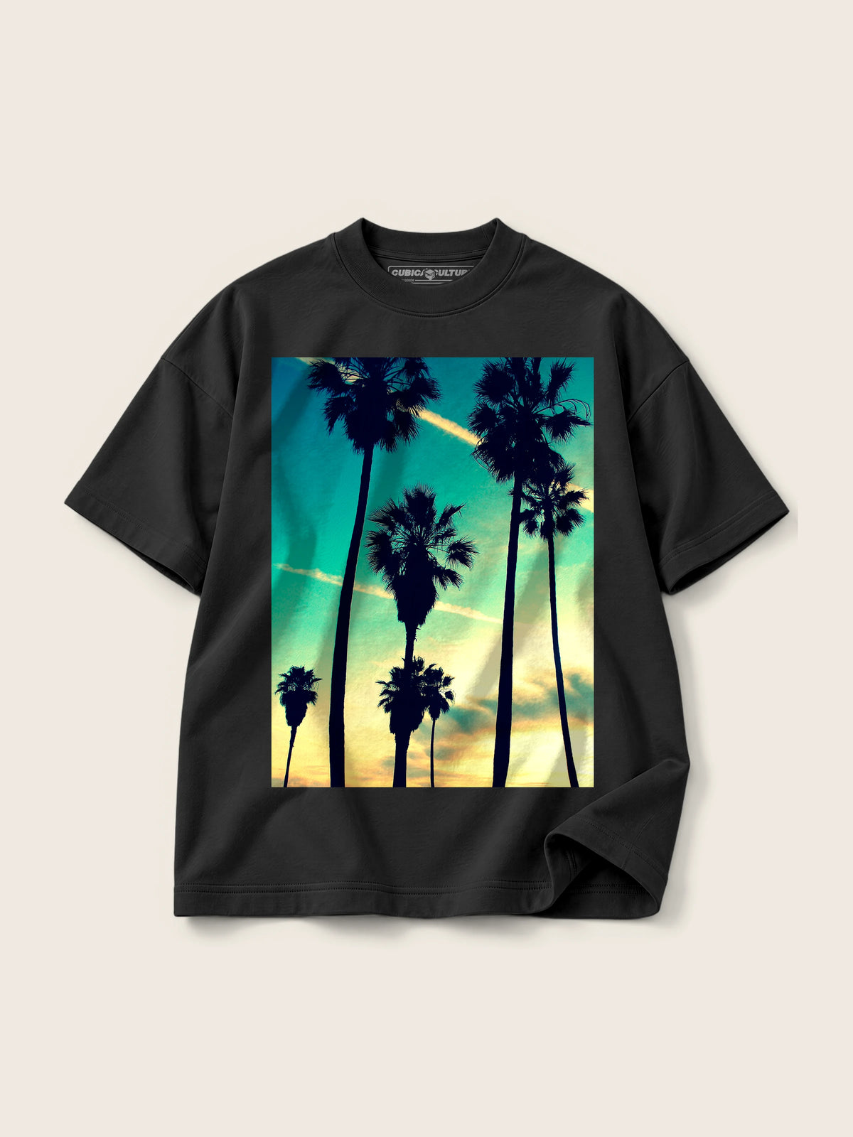 Tropical Dusk · Camiseta Semi Oversize con Cortes 410g — Imagen del producto 5