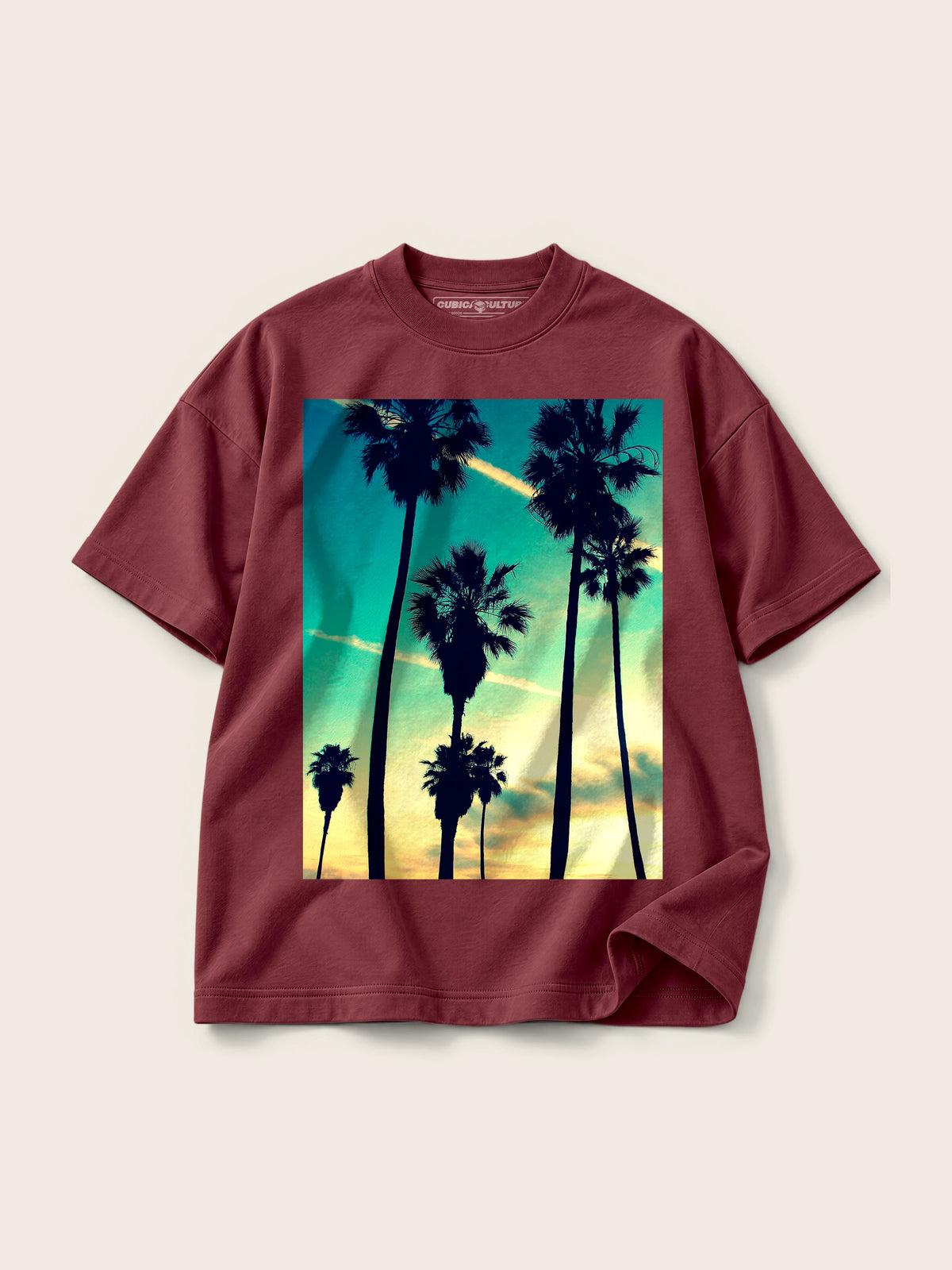 Tropical Dusk · Camiseta Semi Oversize con Cortes 410g — Imagen del producto 9